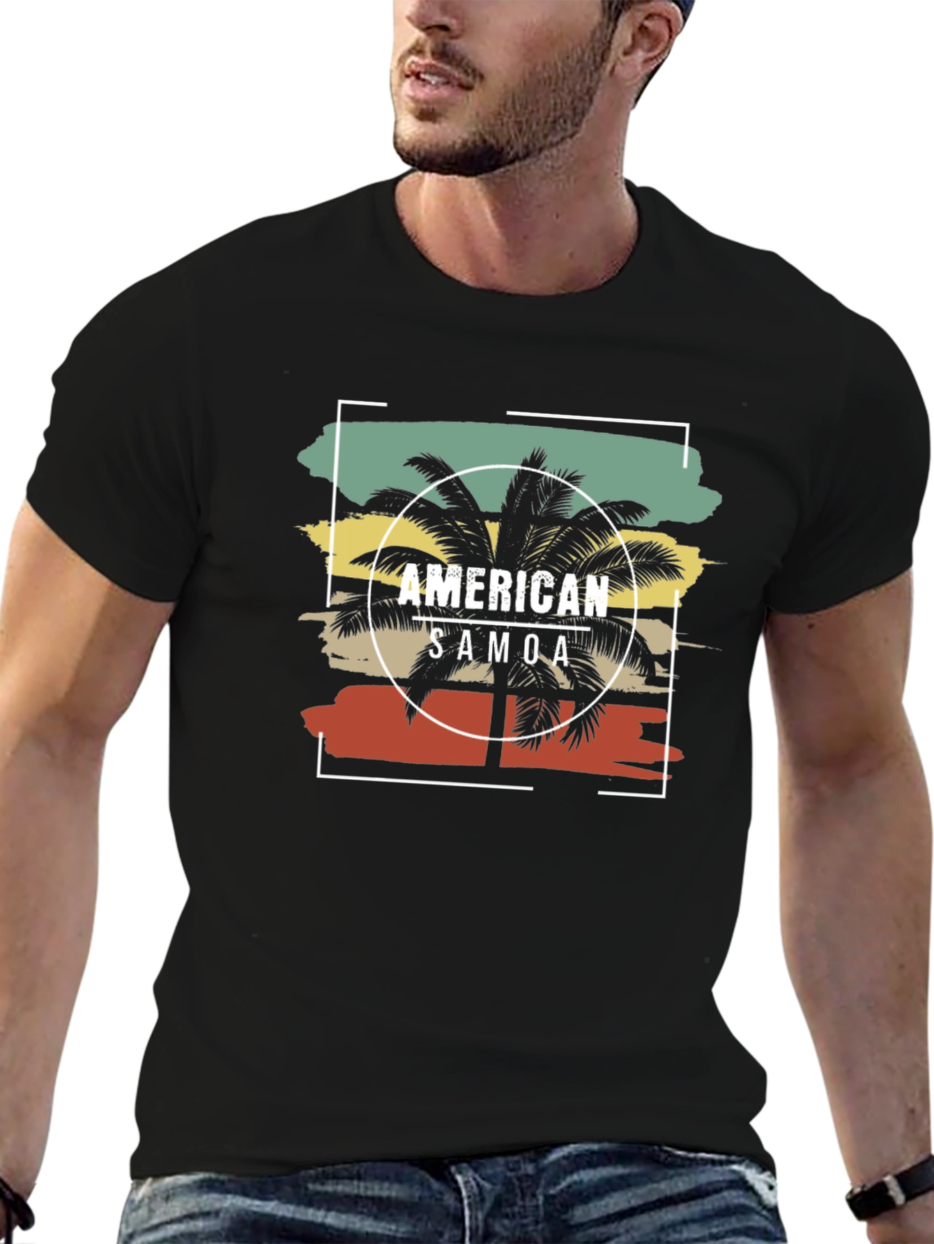 American Samoa Palm Tree Graphic T-Shirt