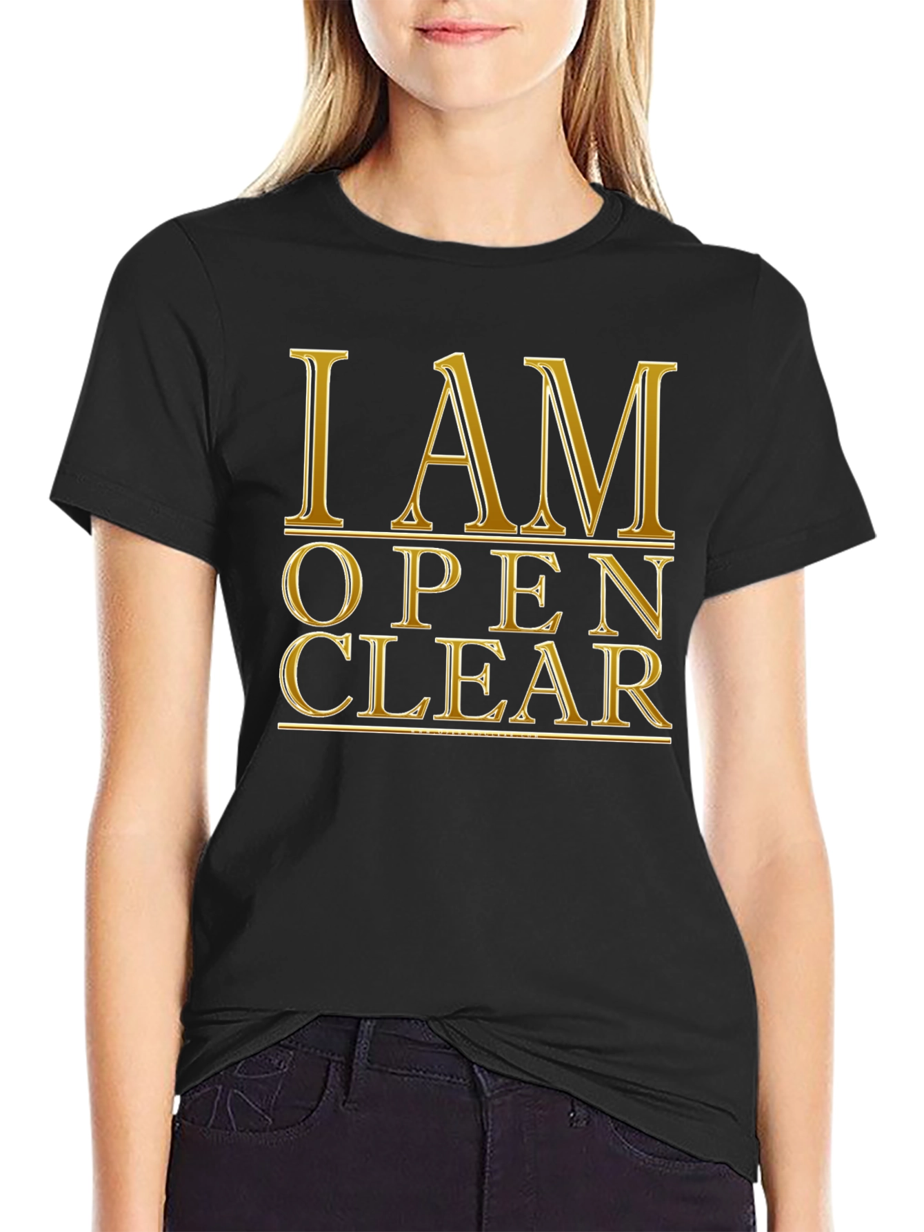 I AM OPEN CLEAR Black Graphic T-Shirt