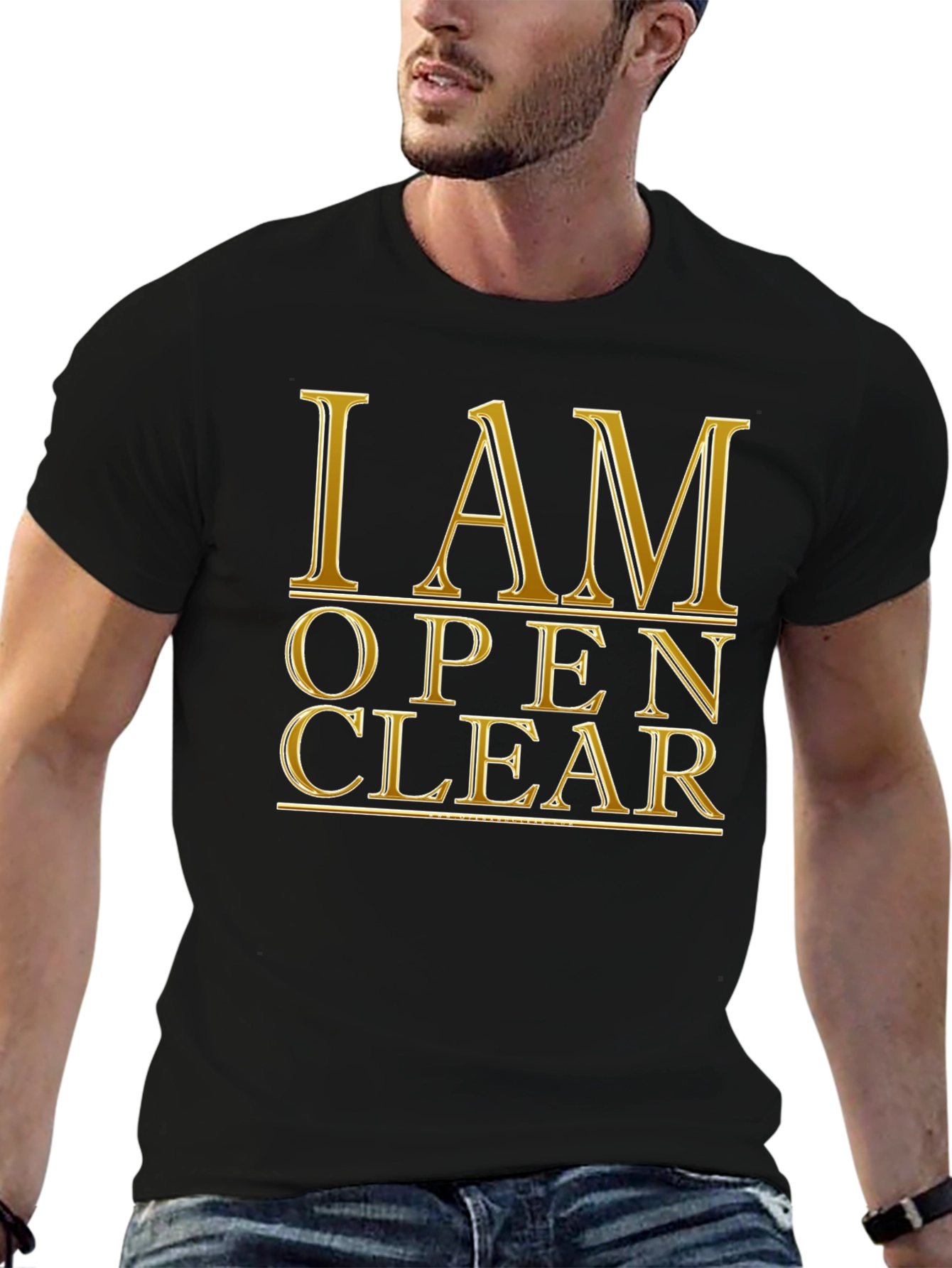 I AM OPEN CLEAR Black Graphic T-Shirt