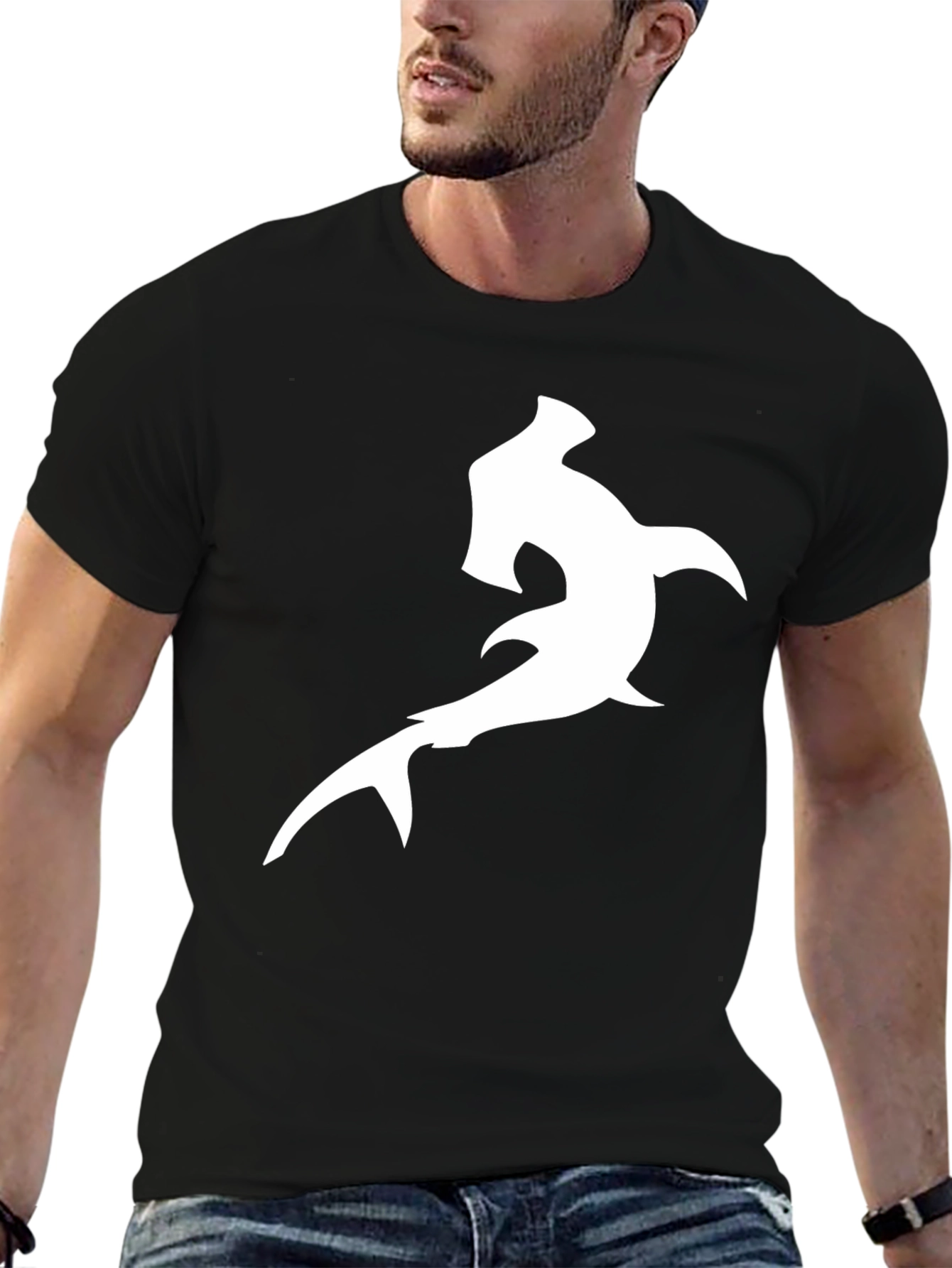 Hammerhead Shark Graphic Tee - Black