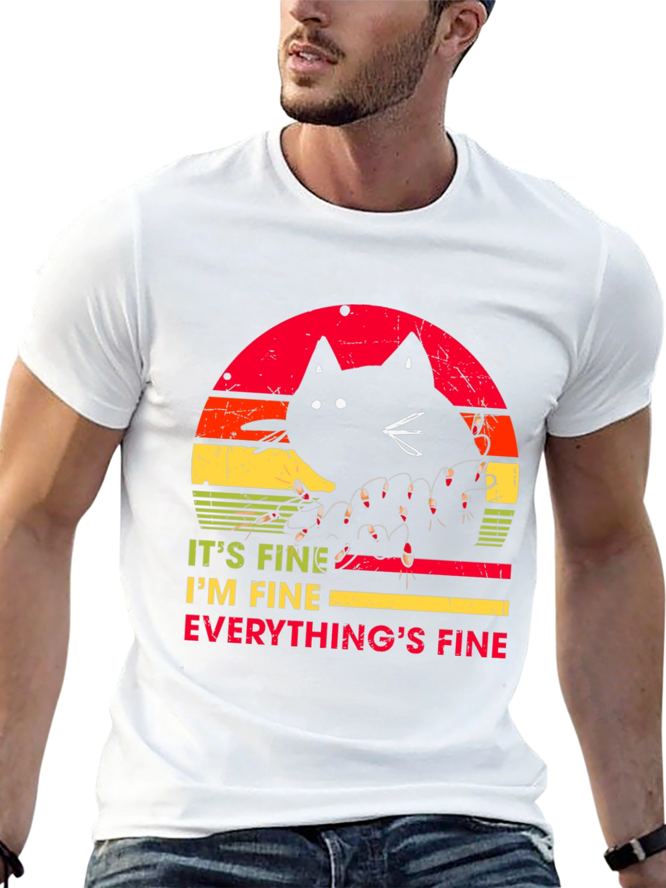 Its Fine Cat T-Shirt - Humorous Graphic Tee