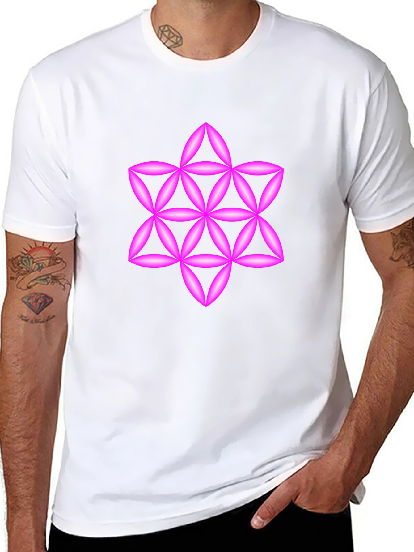 Geometric Star Tee - Black Cotton Blend Casual Wear