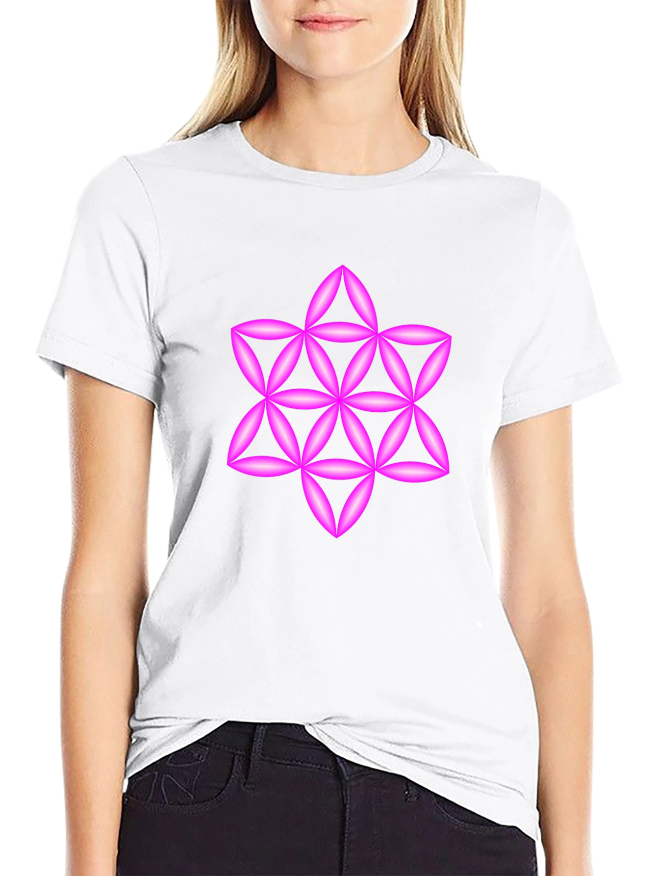 Geometric Star Tee - Black Cotton Blend Casual Wear