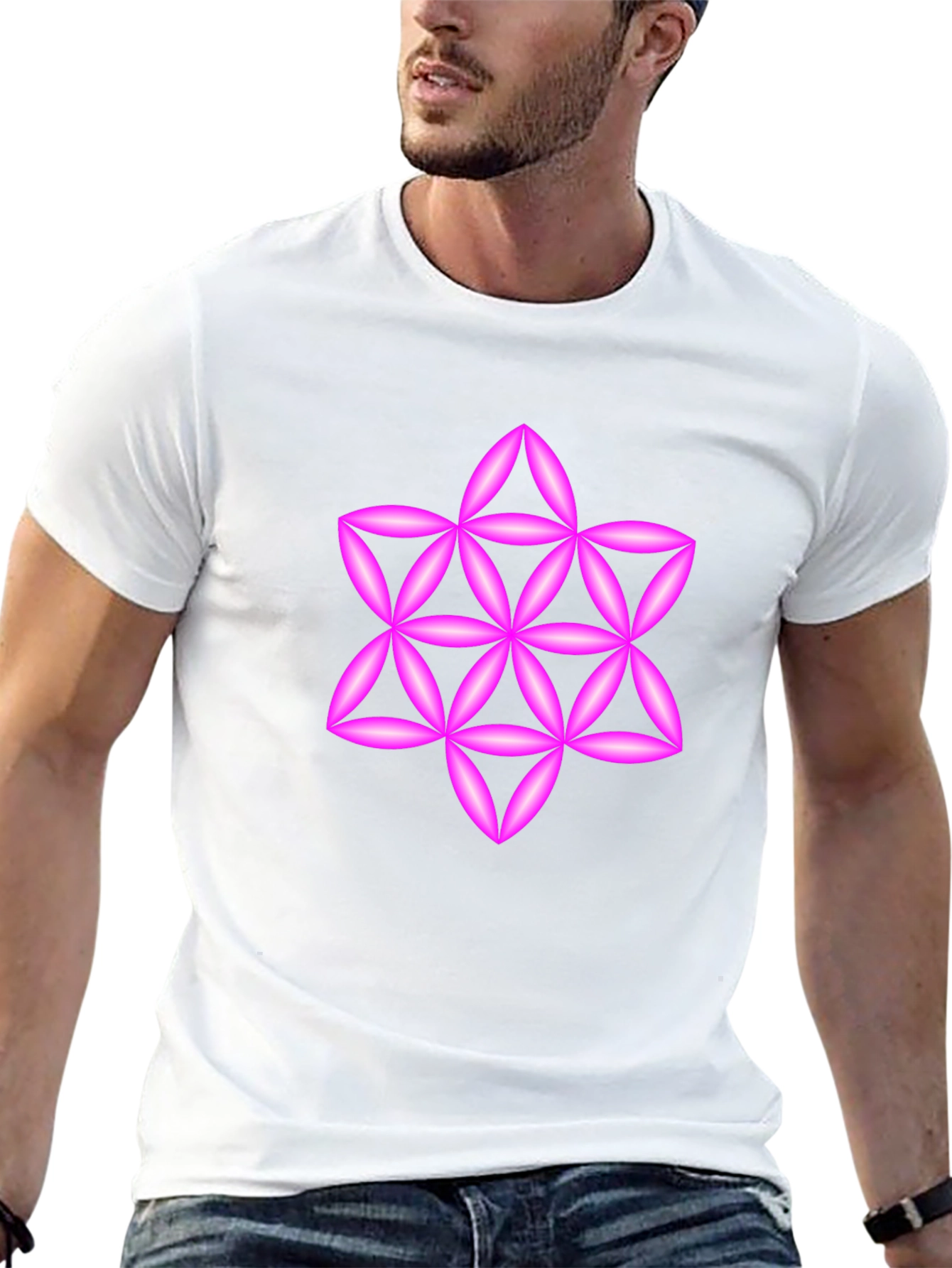 Geometric Star Tee - Black Cotton Blend Casual Wear