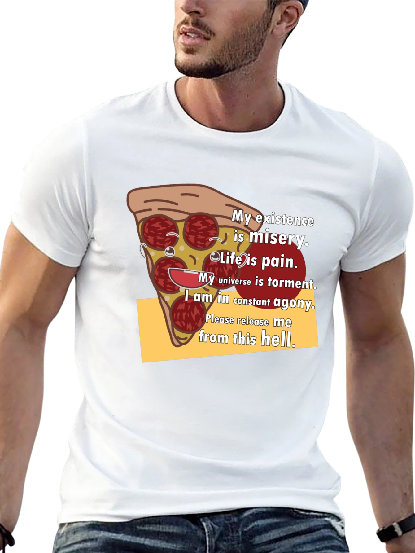 Pizza Slice Graphic Tee - Existential Misery T-Shirt