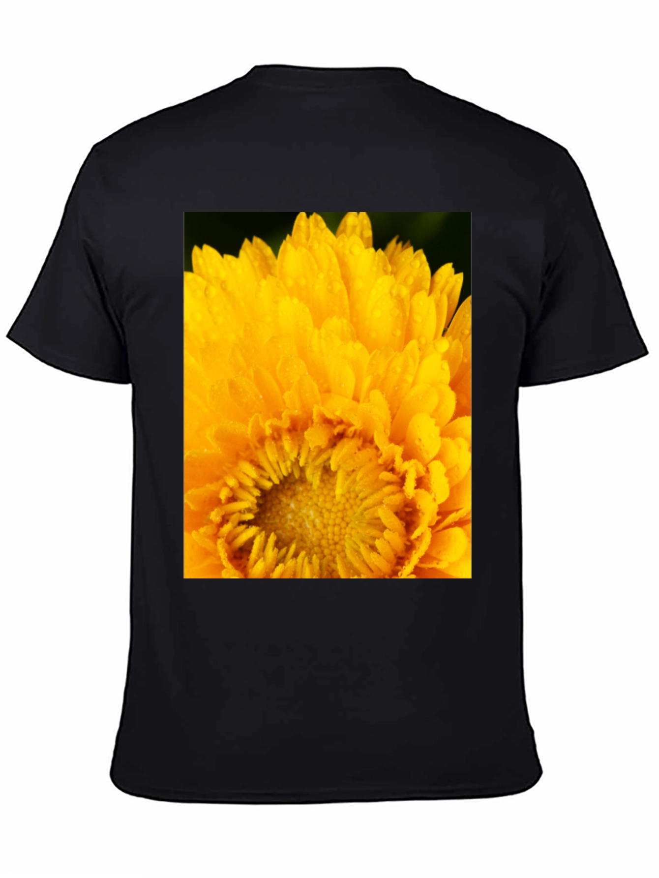 Black T-Shirt with Yellow Flower Print