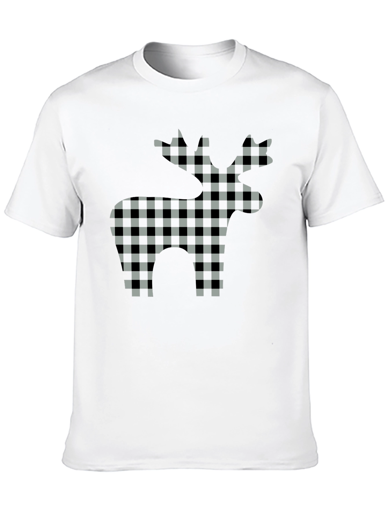 Checkered Moose Graphic T-Shirt