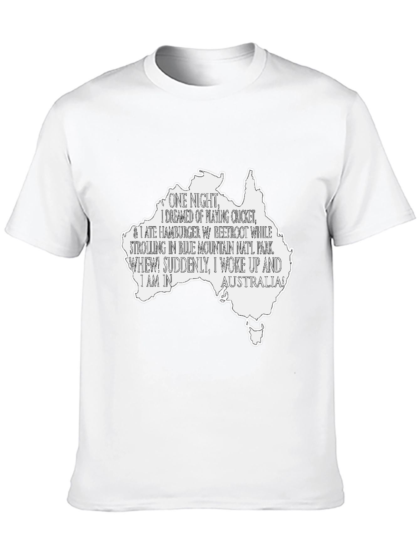Australia Dream T-Shirt - Cricket Beetroot & Blue Mountains!