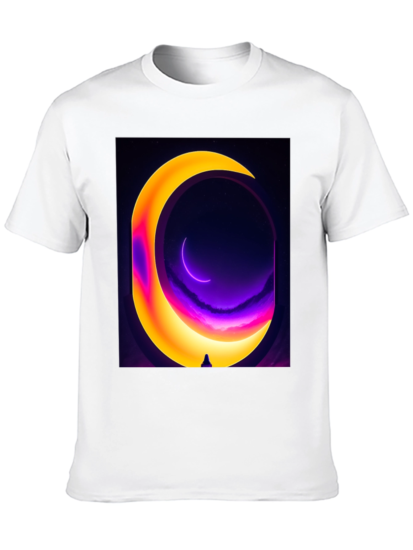 Cosmic Moon Portal Graphic Tee - Black