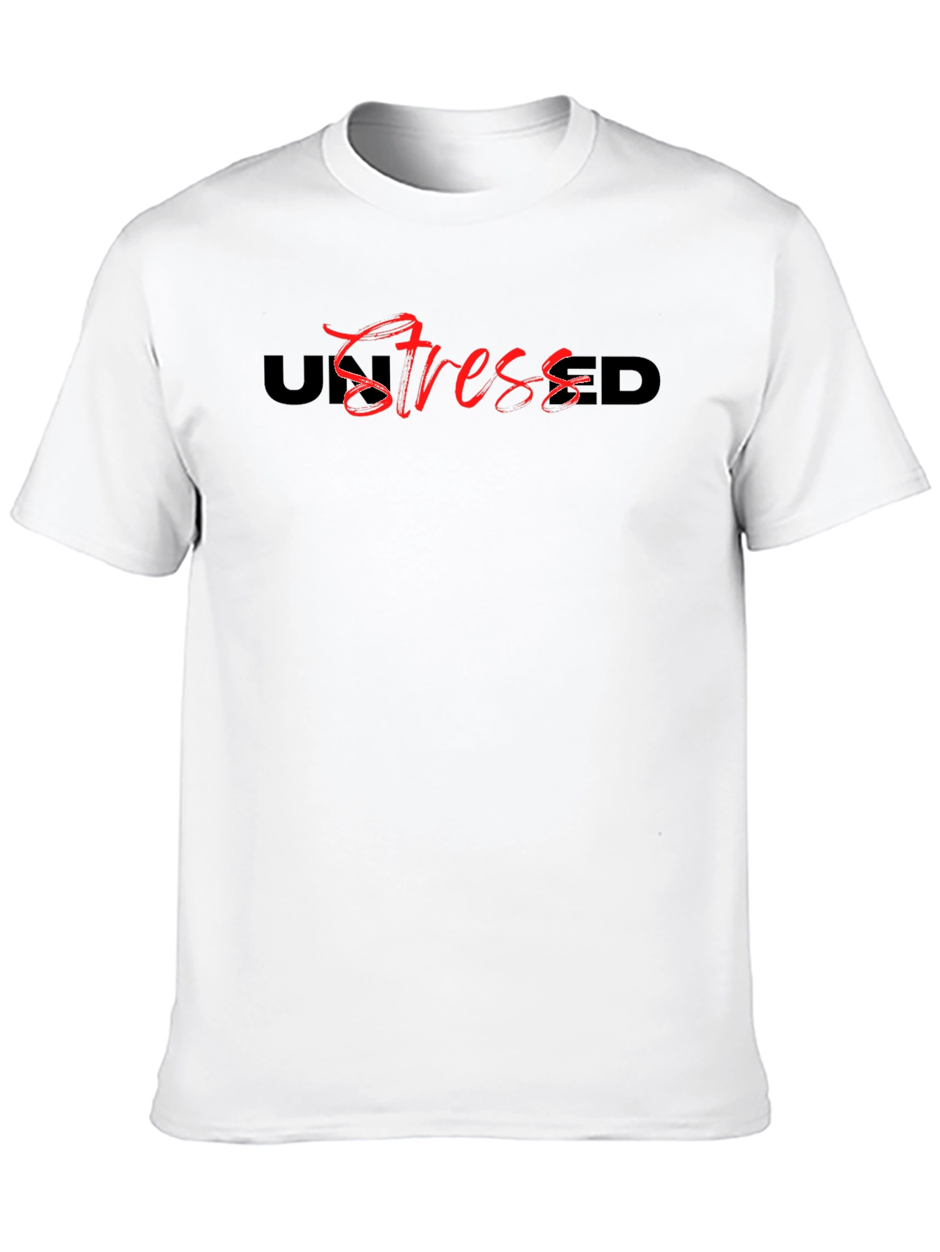 Unstressed Graphic Tee - Black Casual Cotton T-Shirt