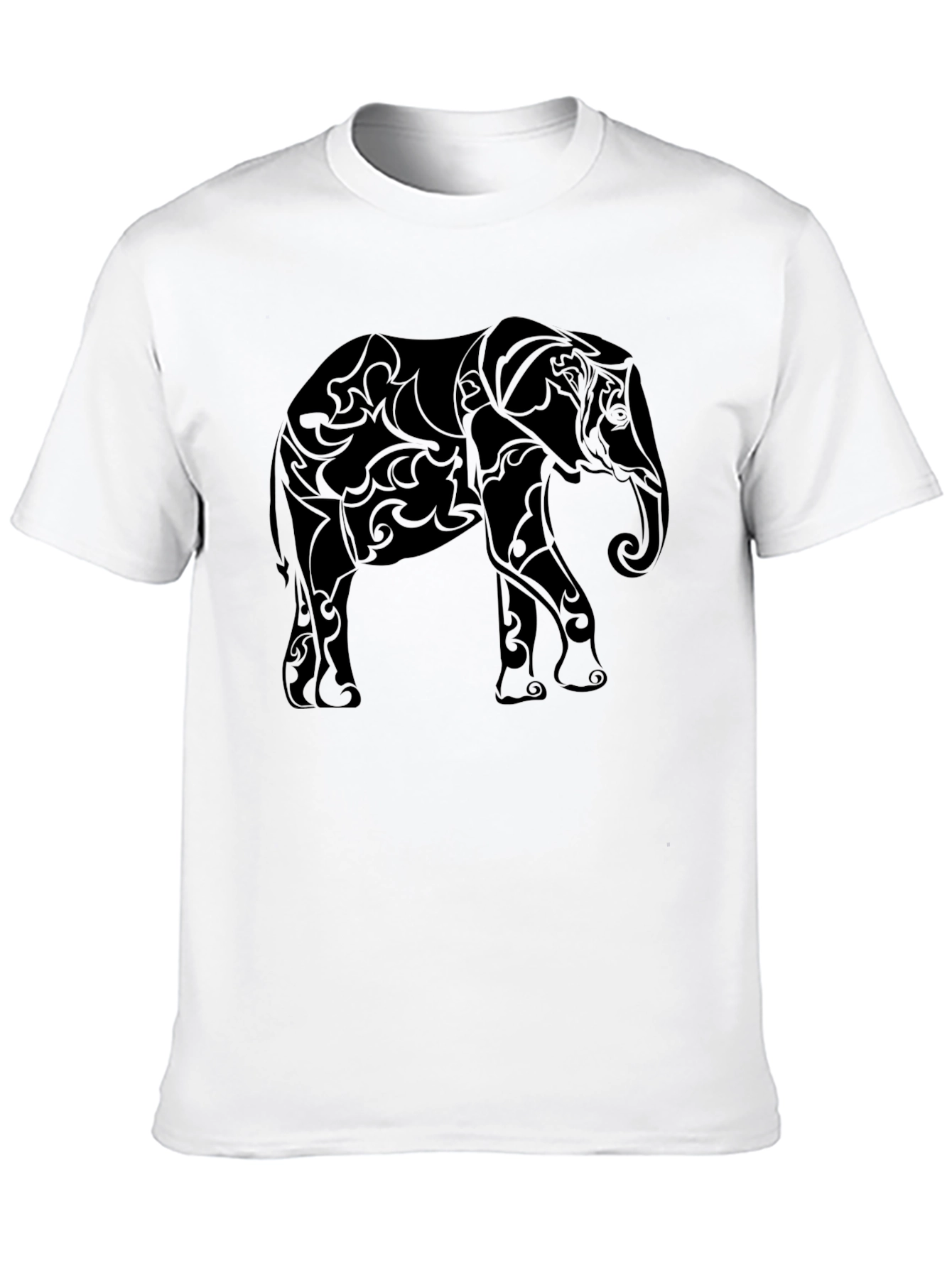 Tribal Elephant Graphic Tee - Stylish Black T-Shirt