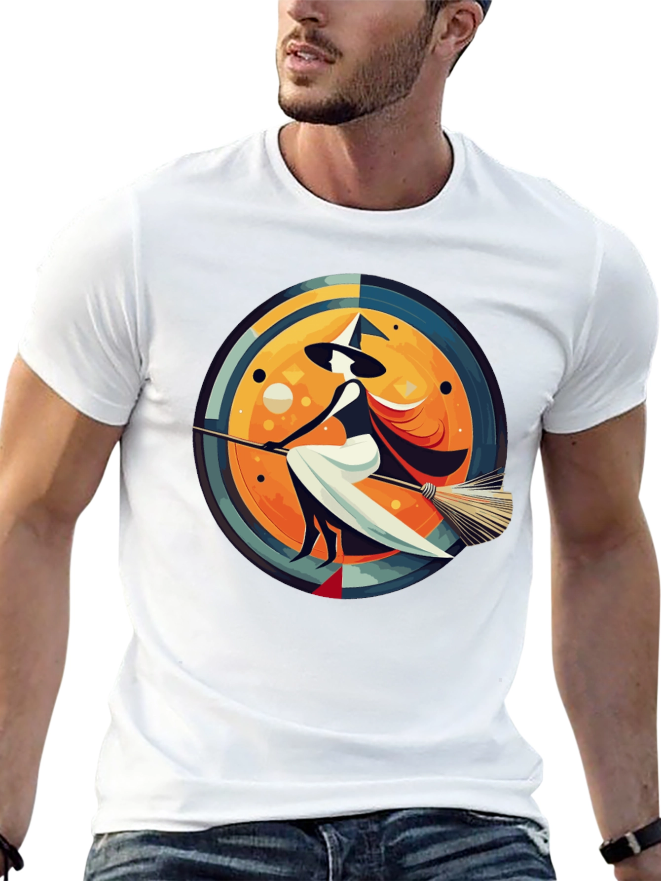 Whimsical Witch Graphic Tee - Stylish Halloween T-Shirt