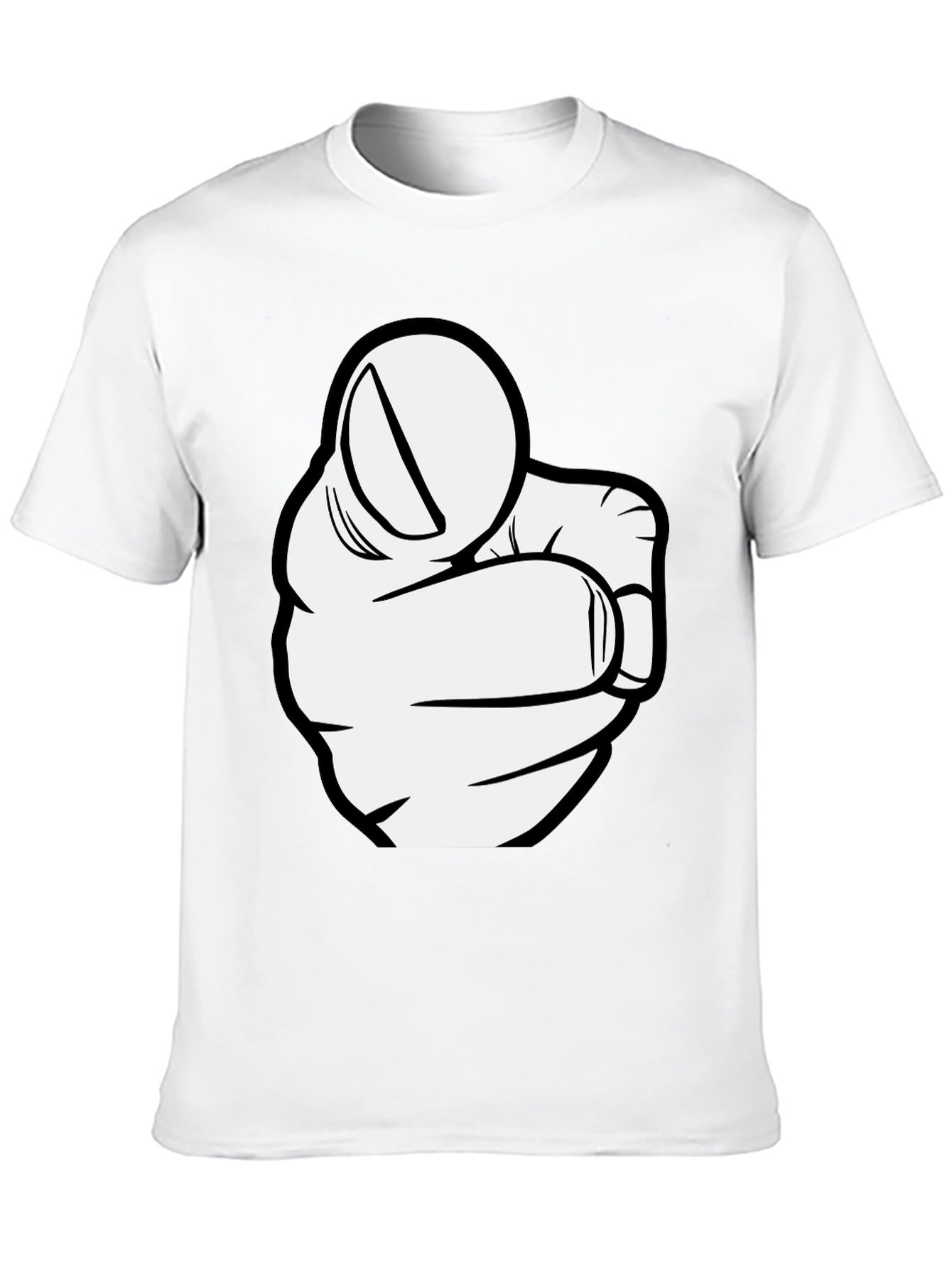 Pointing Finger Graphic Tee - Black Cotton T-Shirt