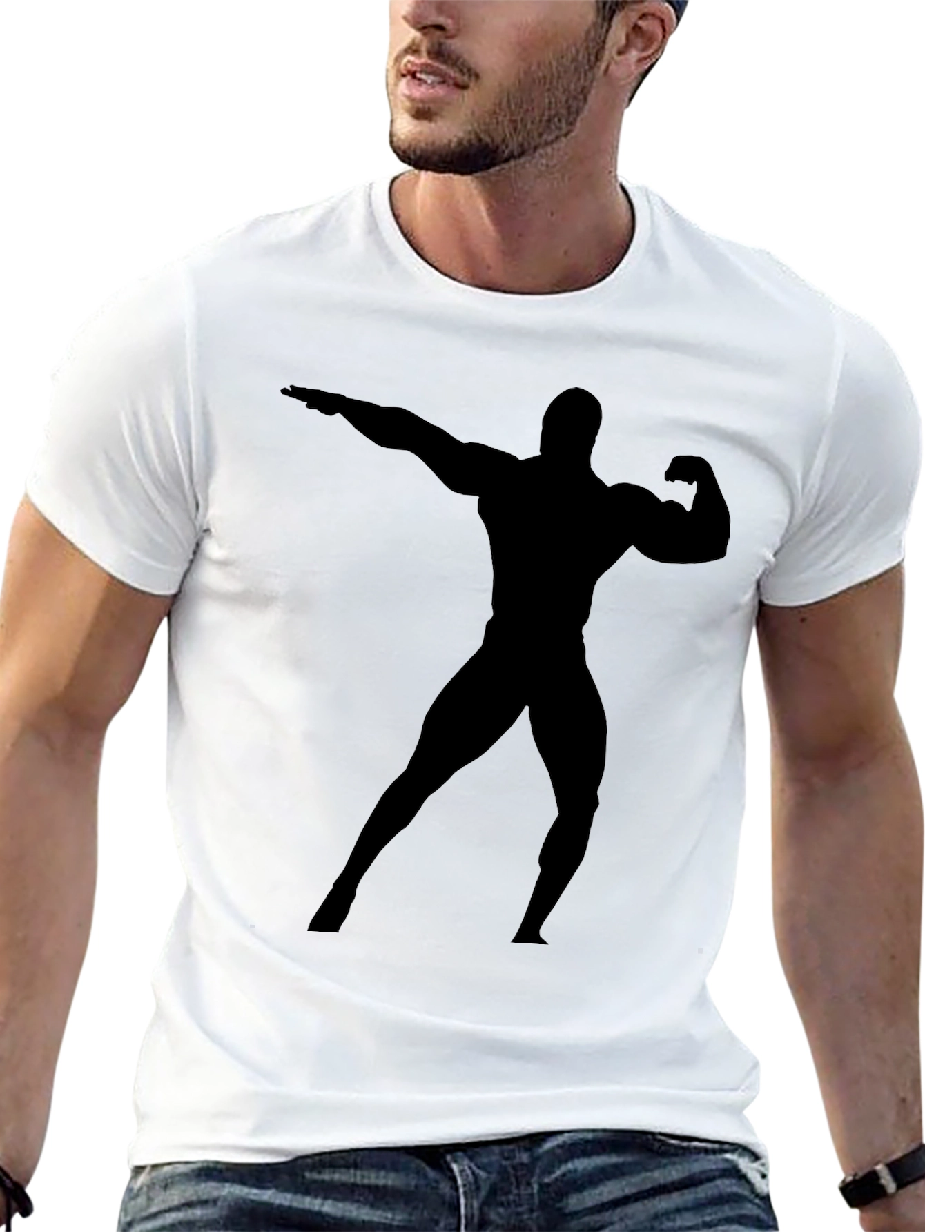 Mens Black Bodybuilder Graphic T-Shirt