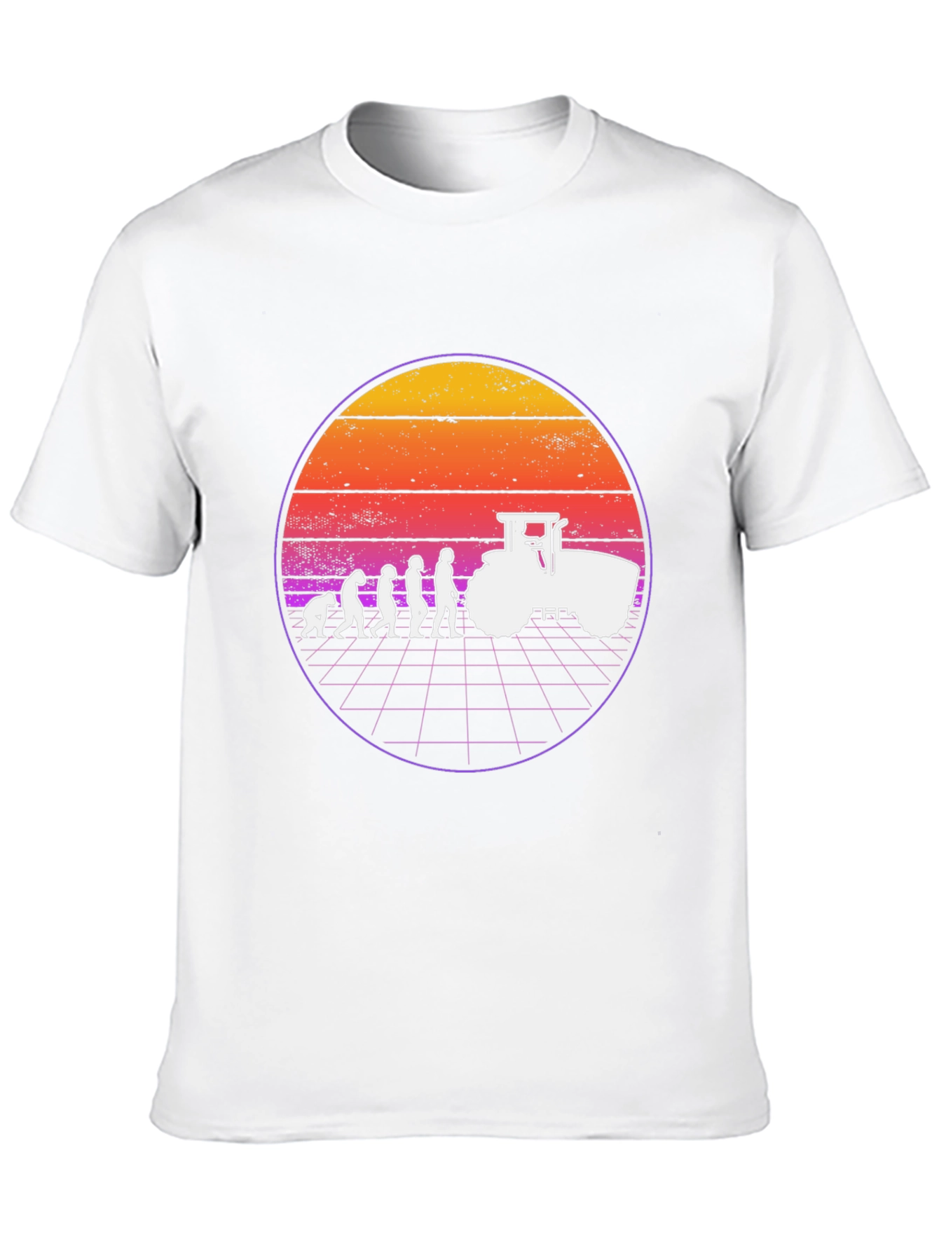 Evolution of Farming T-Shirt Retro Sunset Tractor