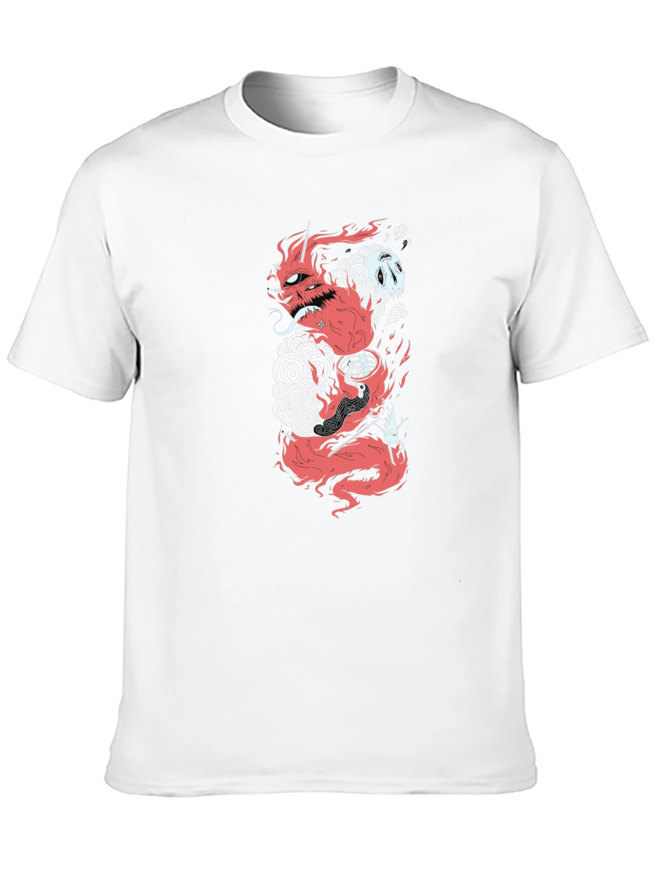 Fiery Dragon Graphic Print Black T-Shirt