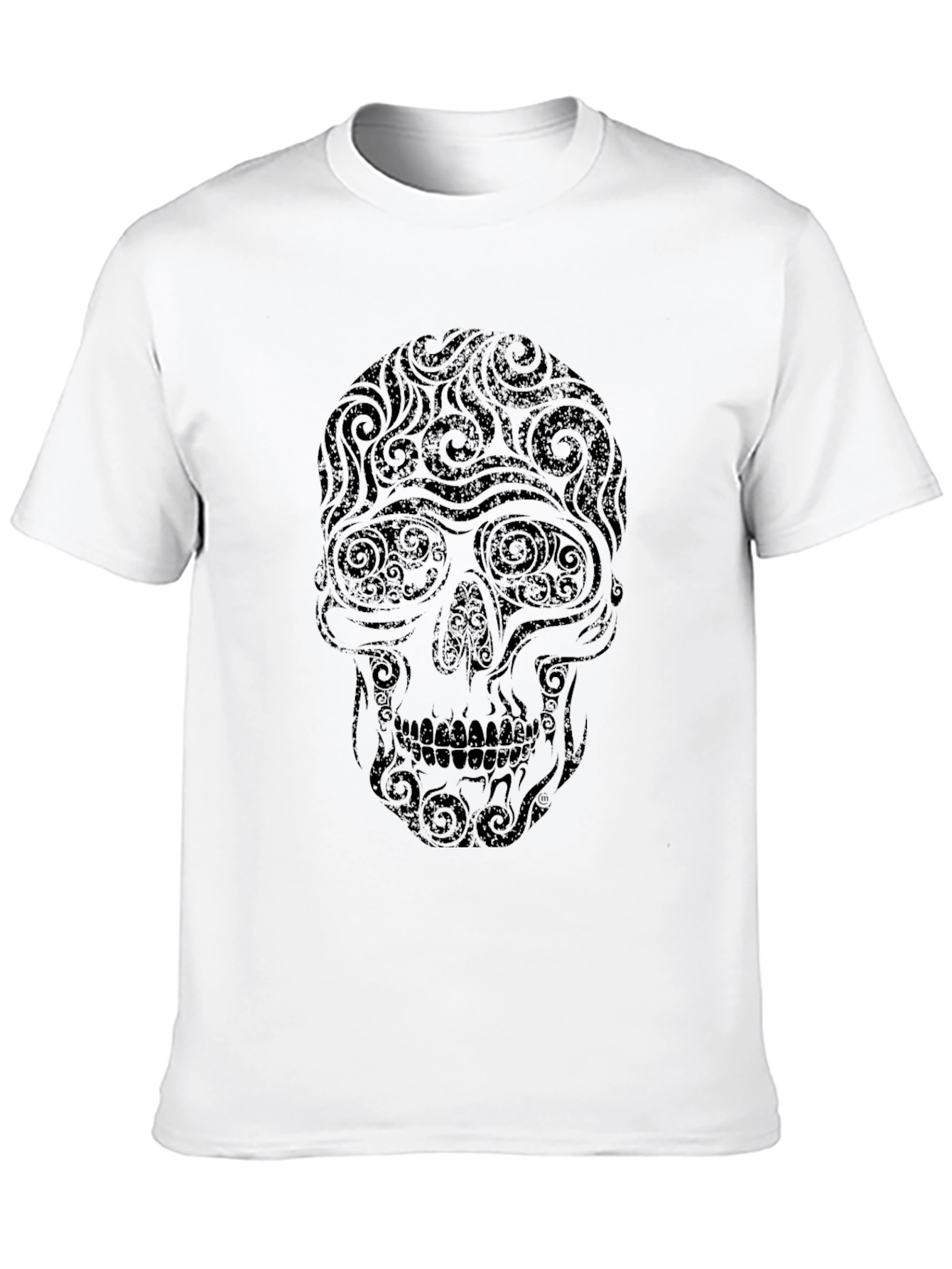 Swirl Skull Graphic Tee - Mens Black T-Shirt