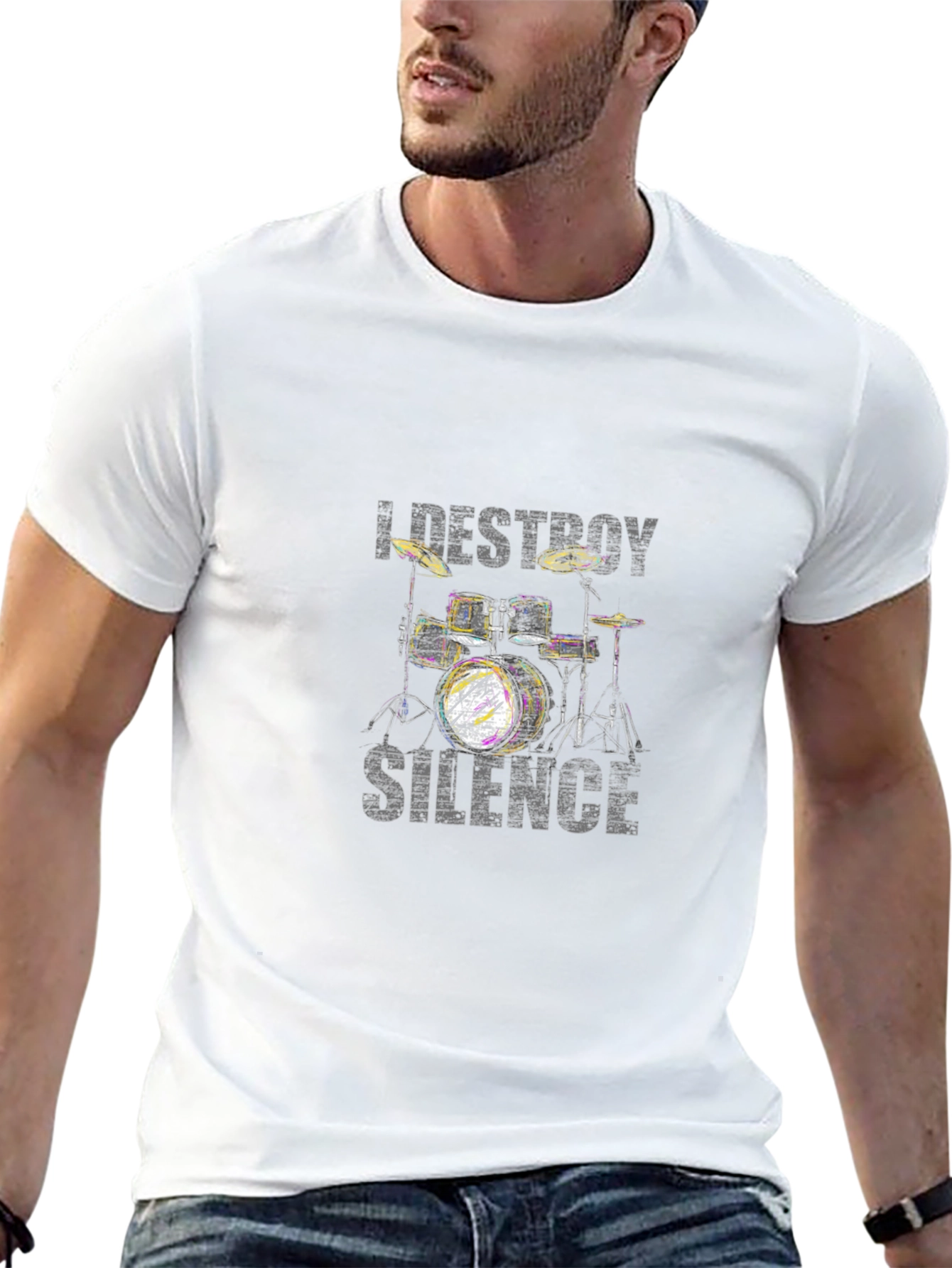I Destroy Silence Drum Kit Black T-Shirt