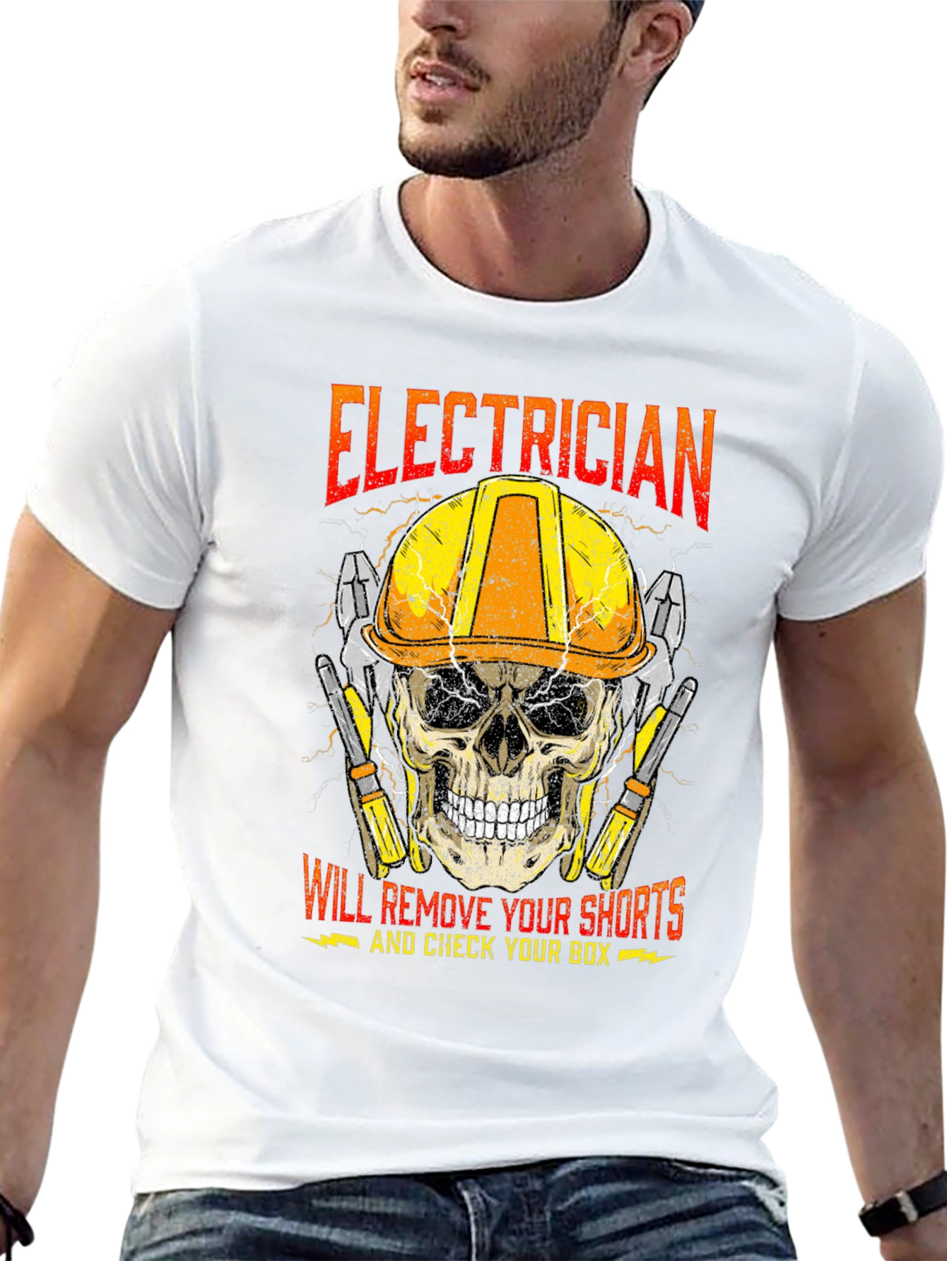 Electrician Skull T-Shirt - Humor Tee
