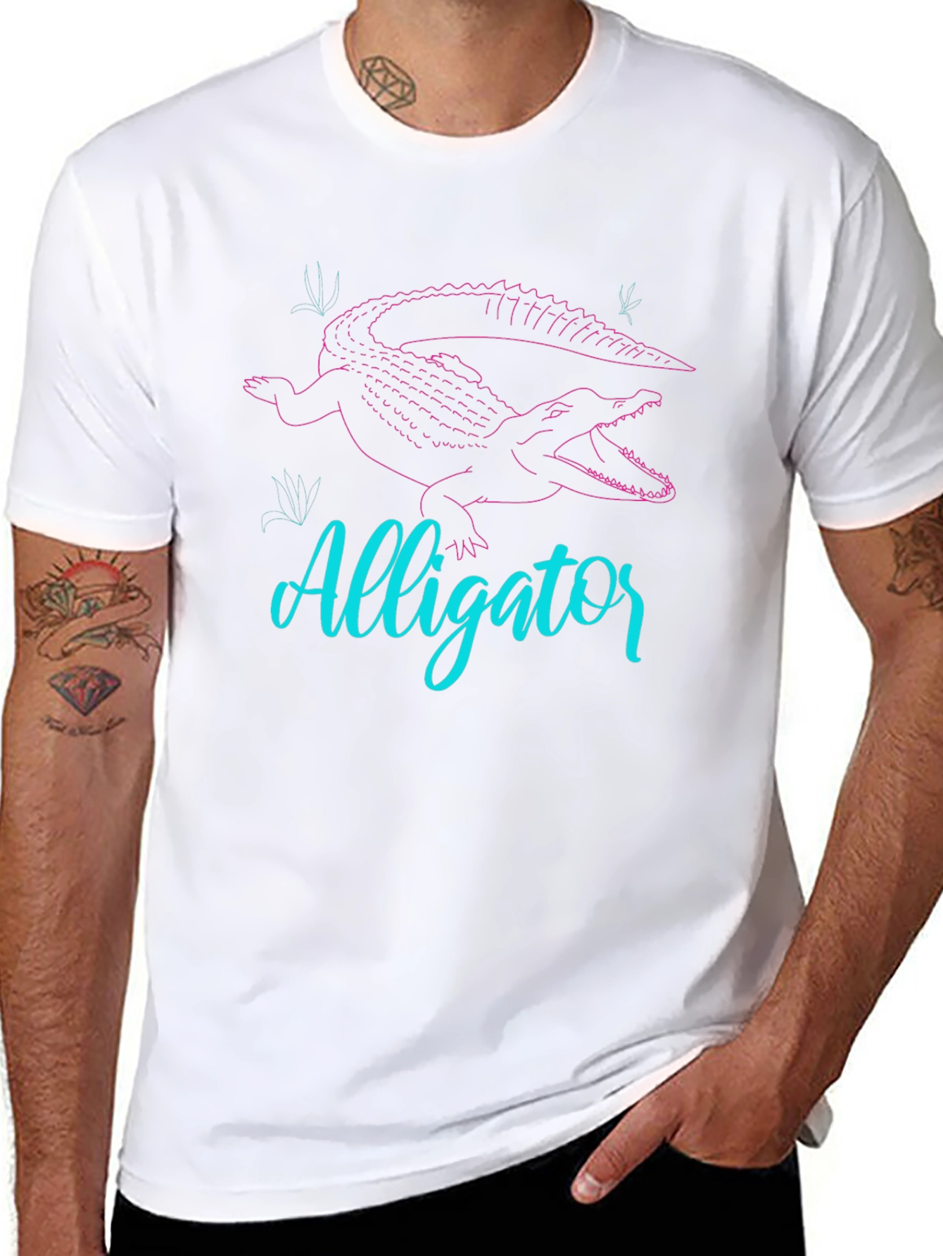 Alligator Graphic Tee - Black Crew Neck T-Shirt