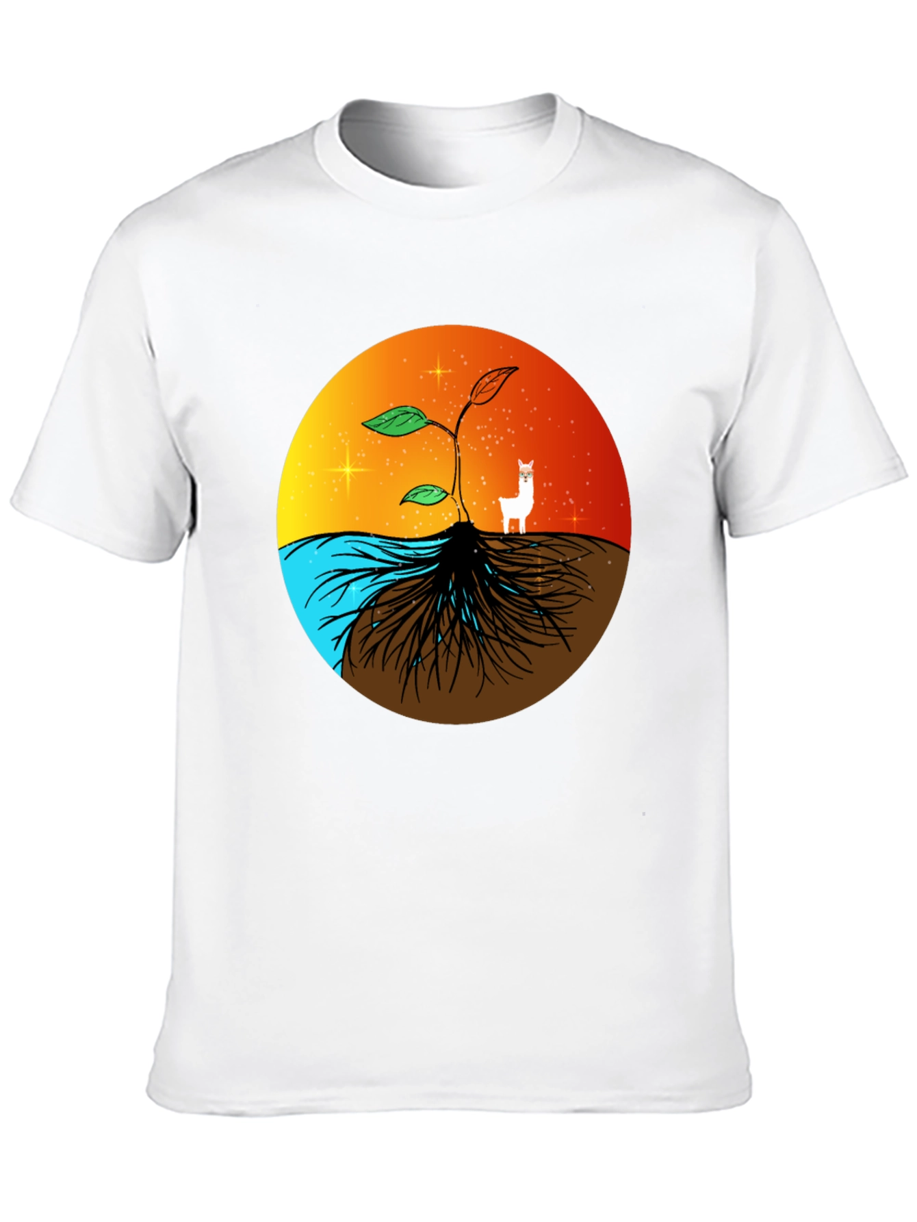 Nature T-Shirt: Sprout Roots Water & Sunset Graphic Tee