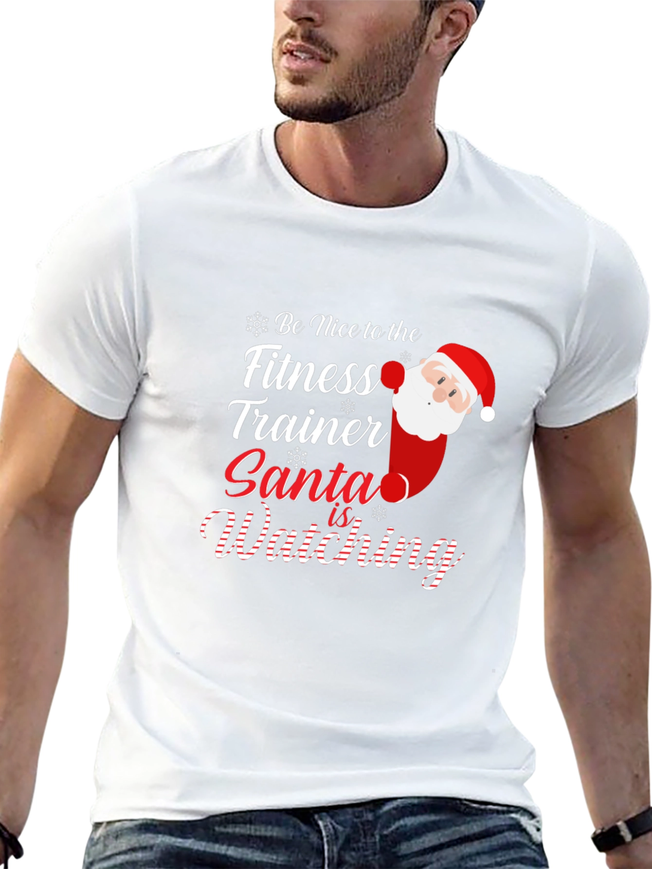 Funny Santa Fitness Trainer Christmas T-Shirt