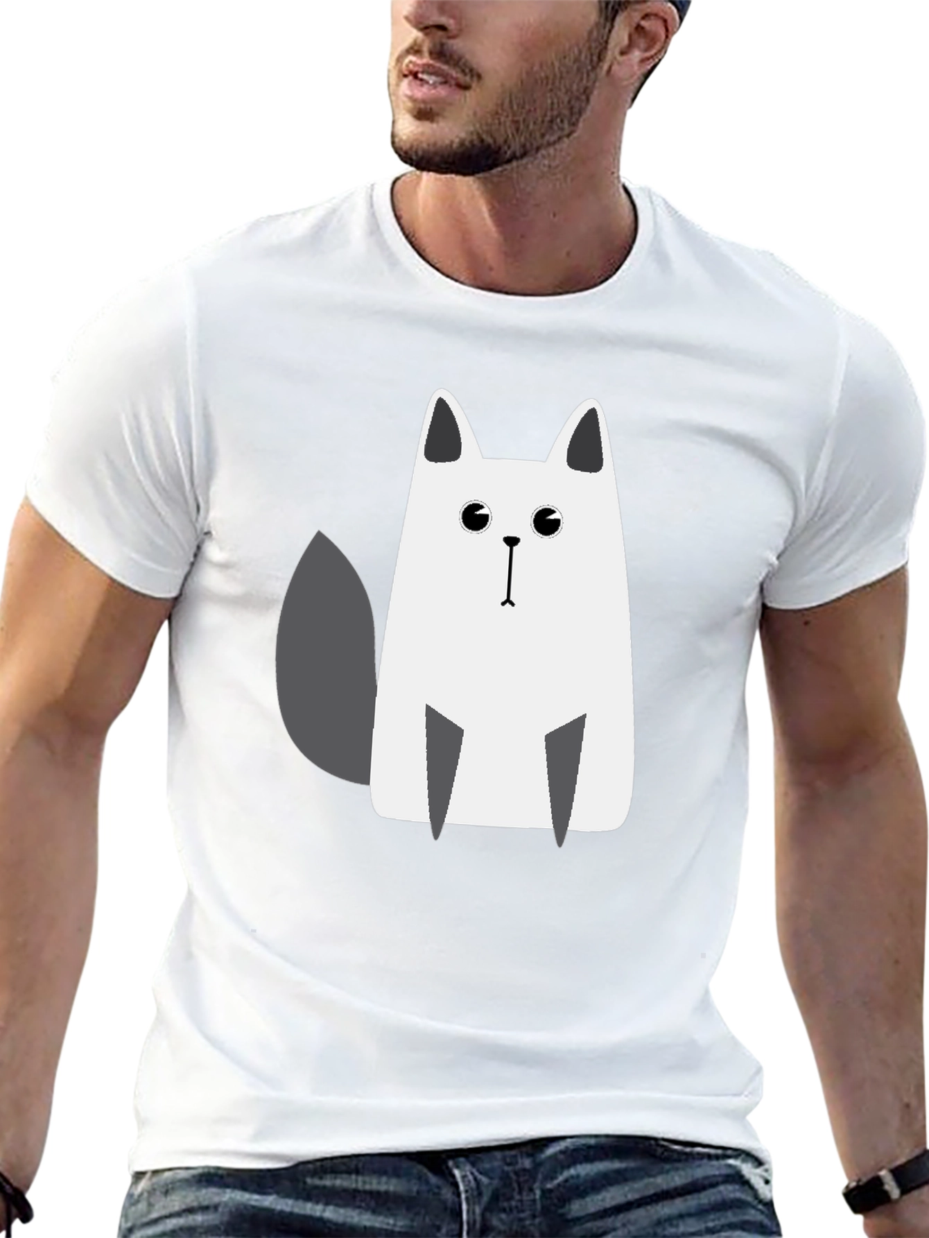 Cat Graphic Tee - Casual Black T-Shirt