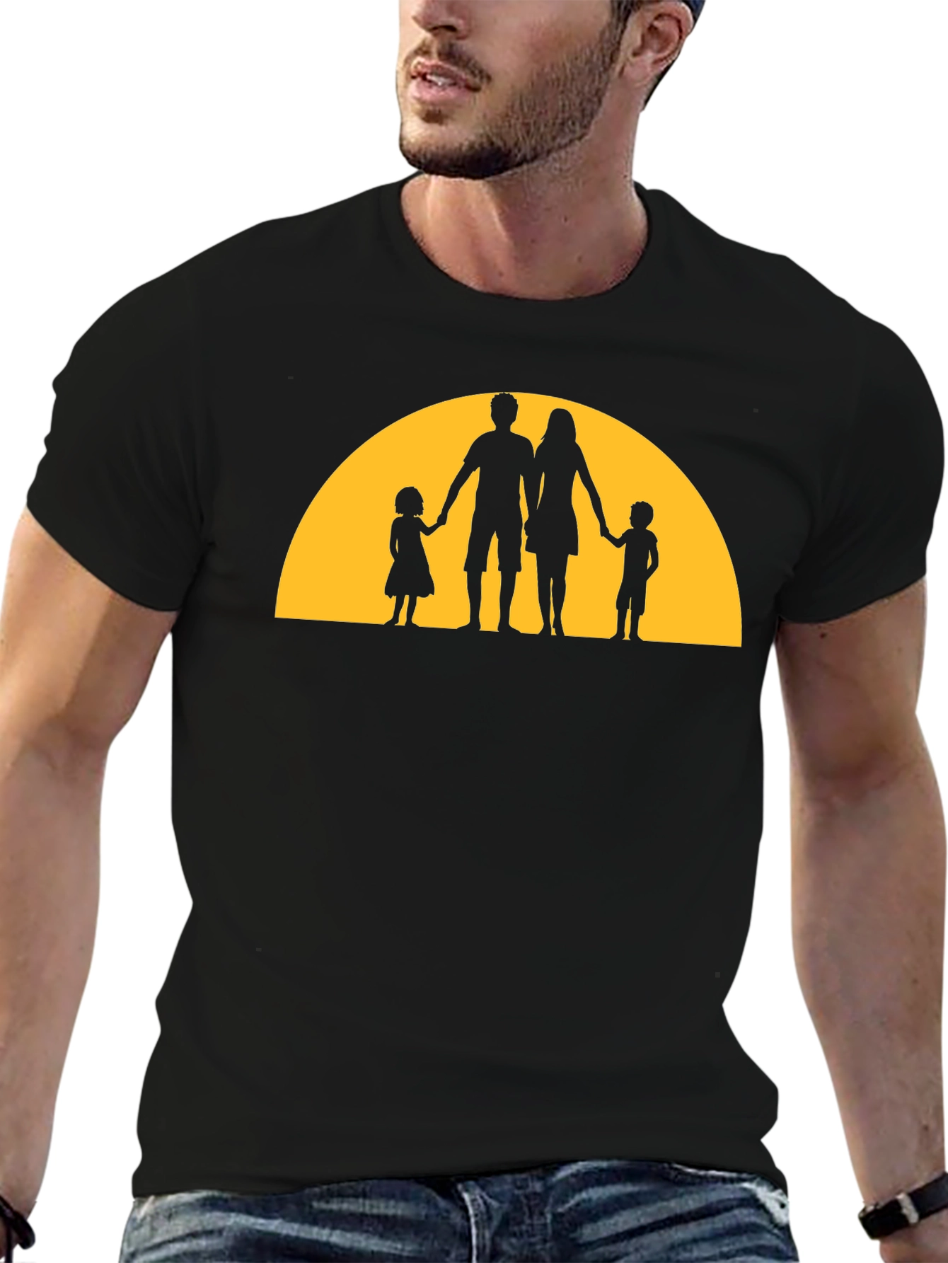 Family Silhouette Graphic Tee - Black
