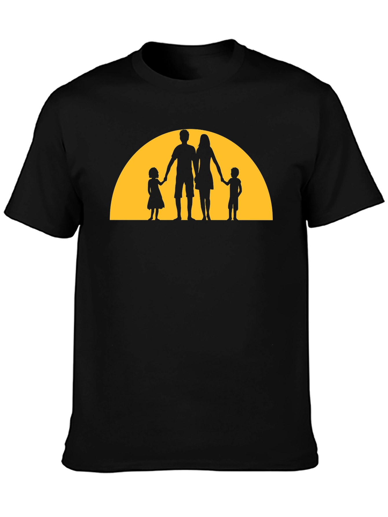 Family Silhouette Graphic Tee - Black