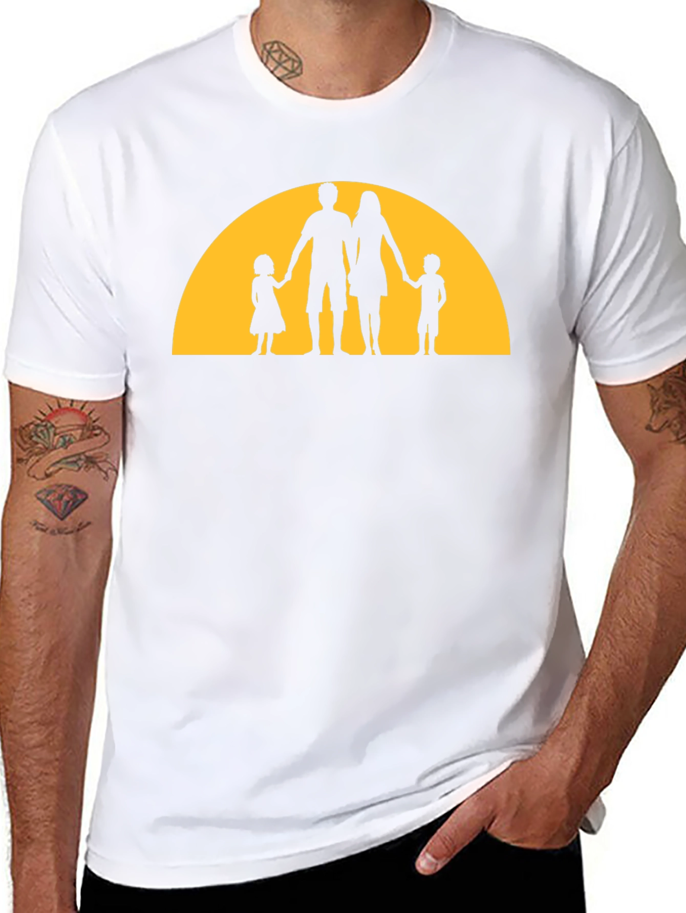Family Silhouette Graphic Tee - Black
