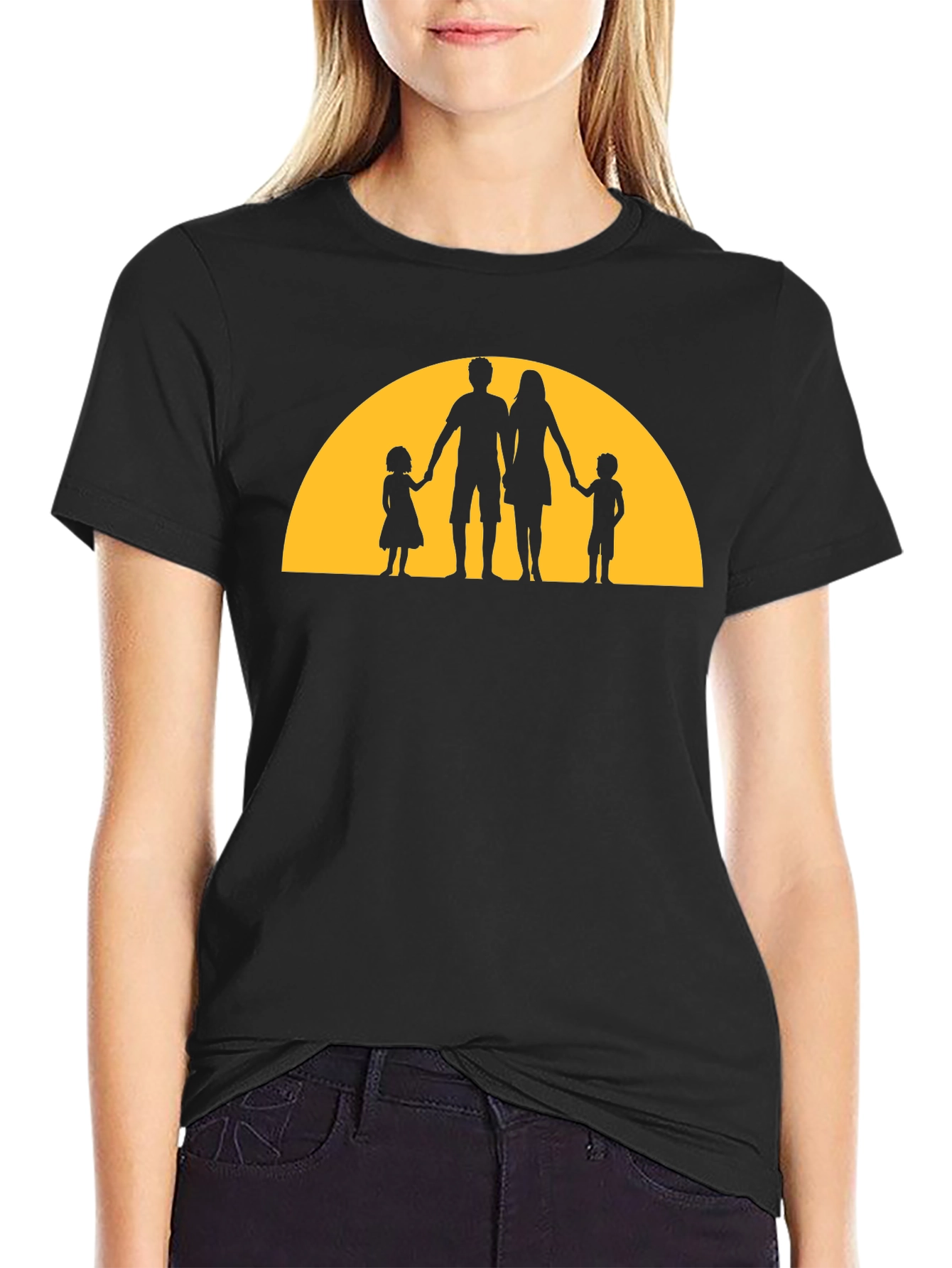 Family Silhouette Graphic Tee - Black