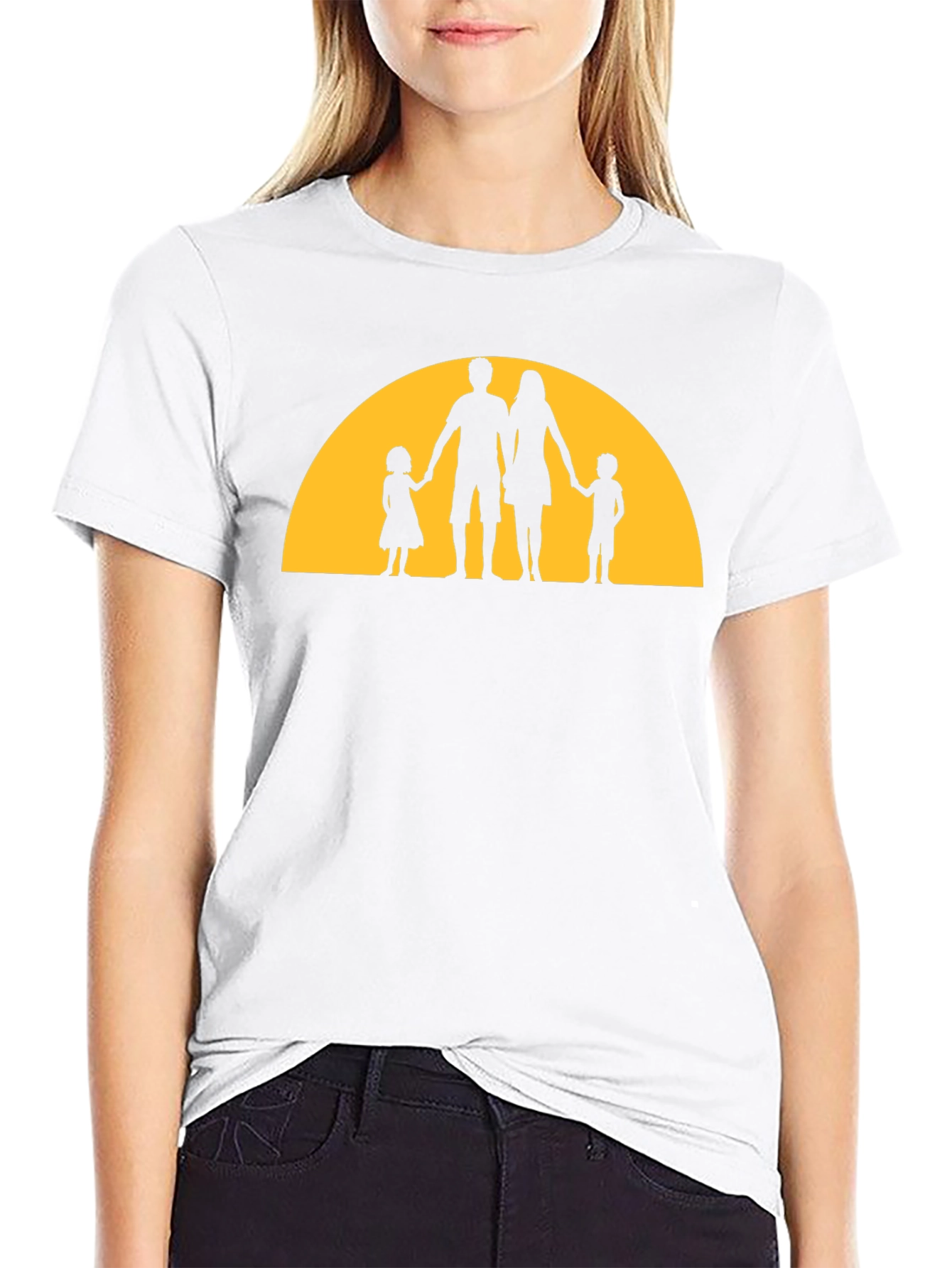 Family Silhouette Graphic Tee - Black