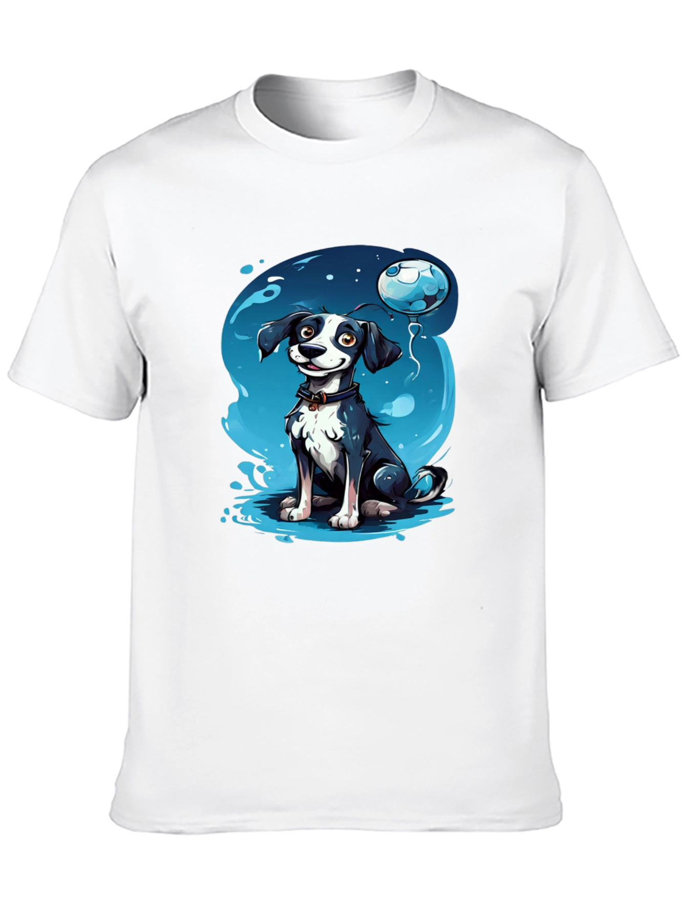 Cartoon Dog Graphic Tee - Black T-Shirt