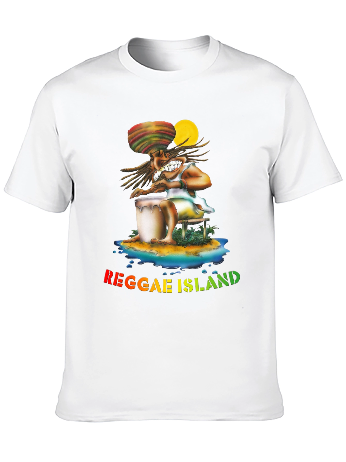 Reggae Island Graphic Print Black T-Shirt