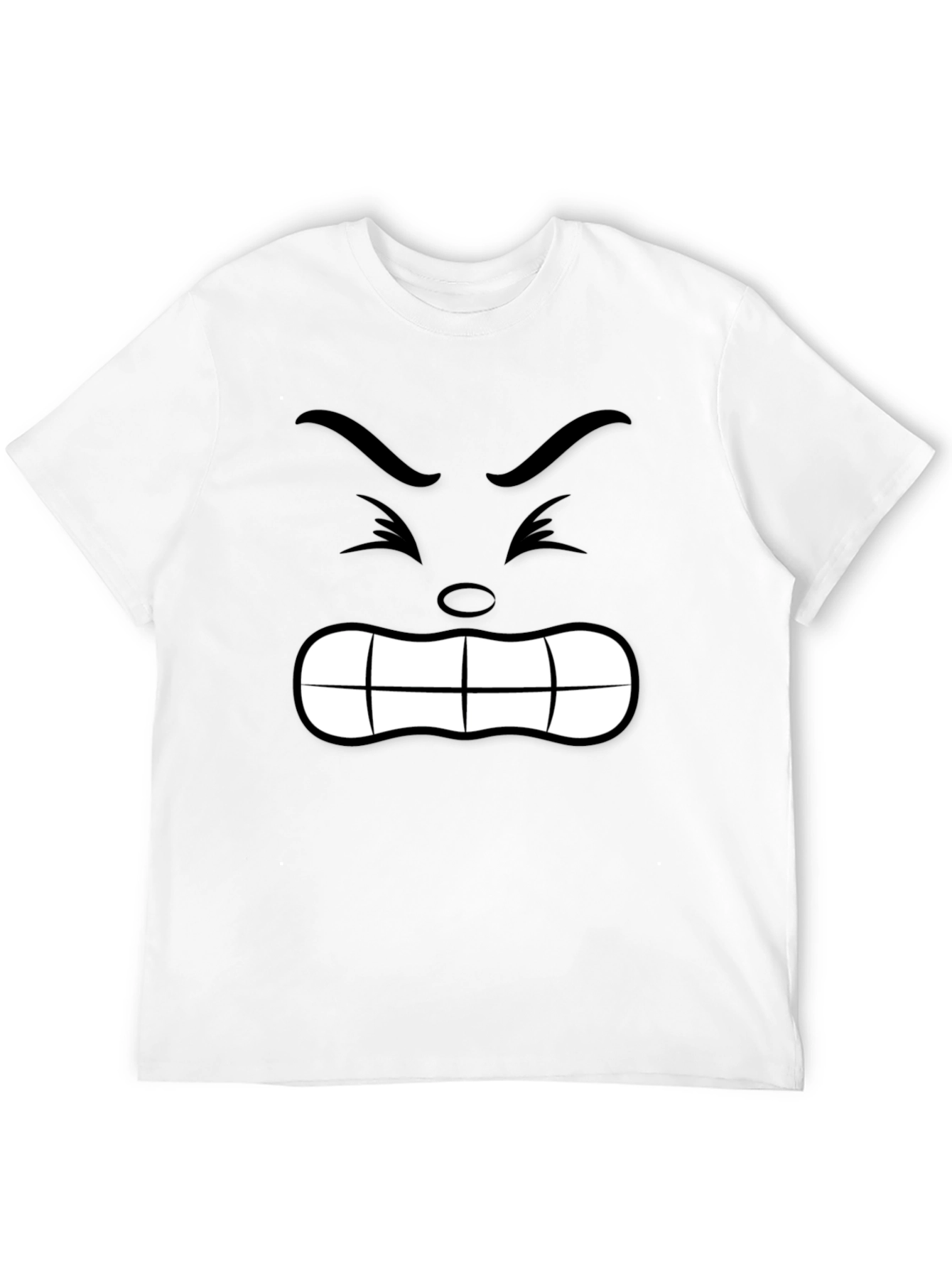 Angry Face Graphic Tee - Black Cotton T-Shirt