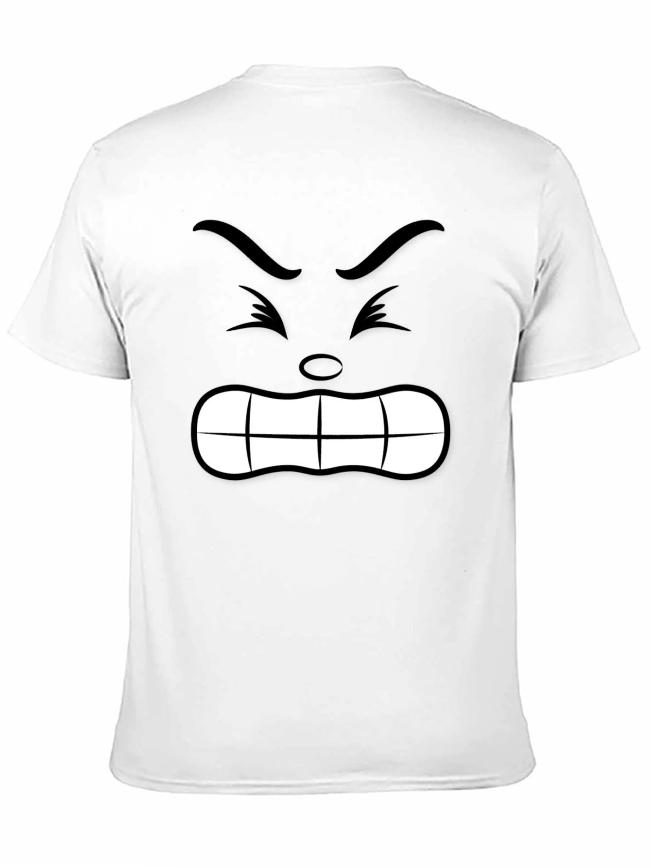 Angry Face Graphic Tee - Black Cotton T-Shirt