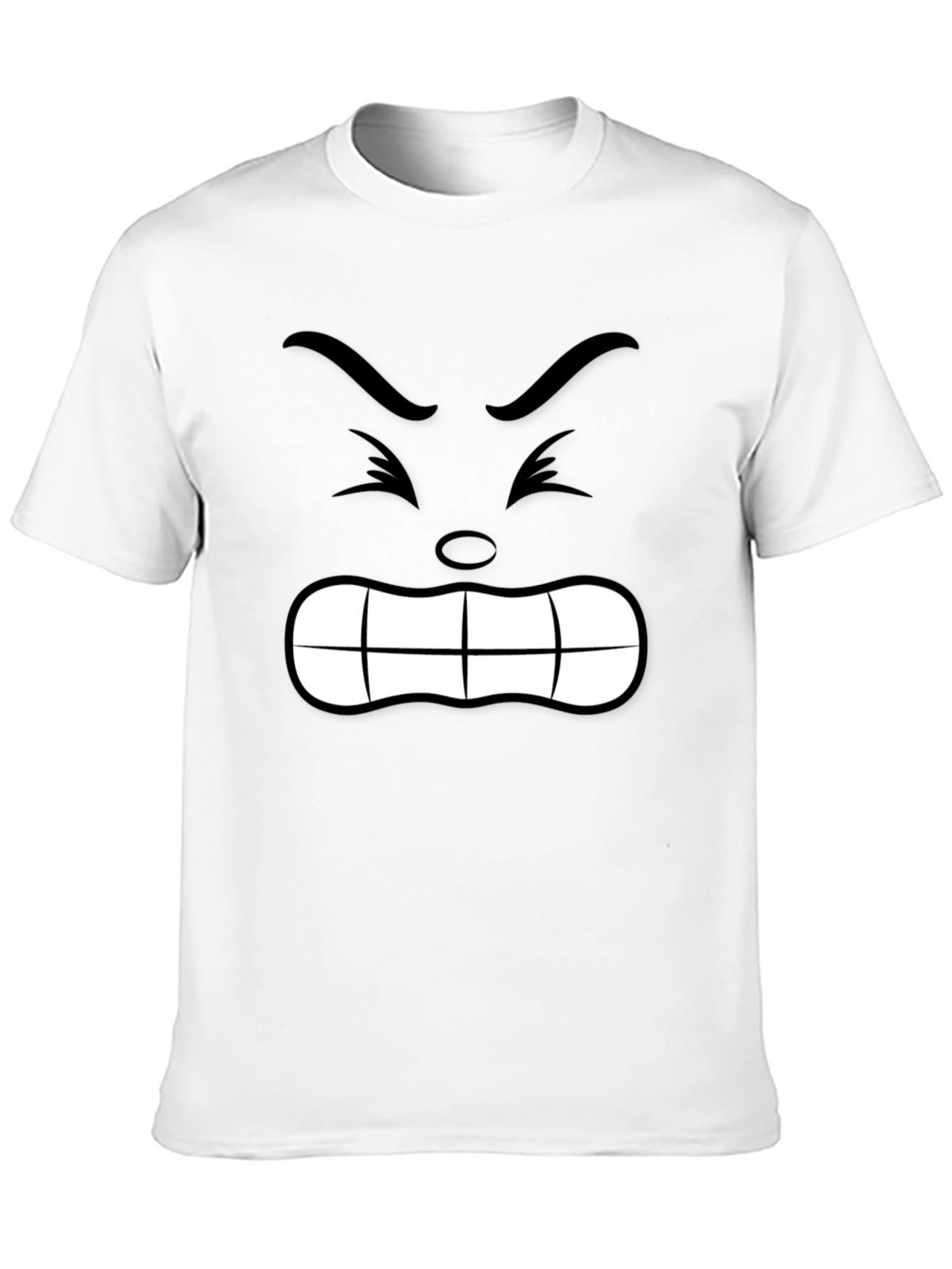 Angry Face Graphic Tee - Black Cotton T-Shirt
