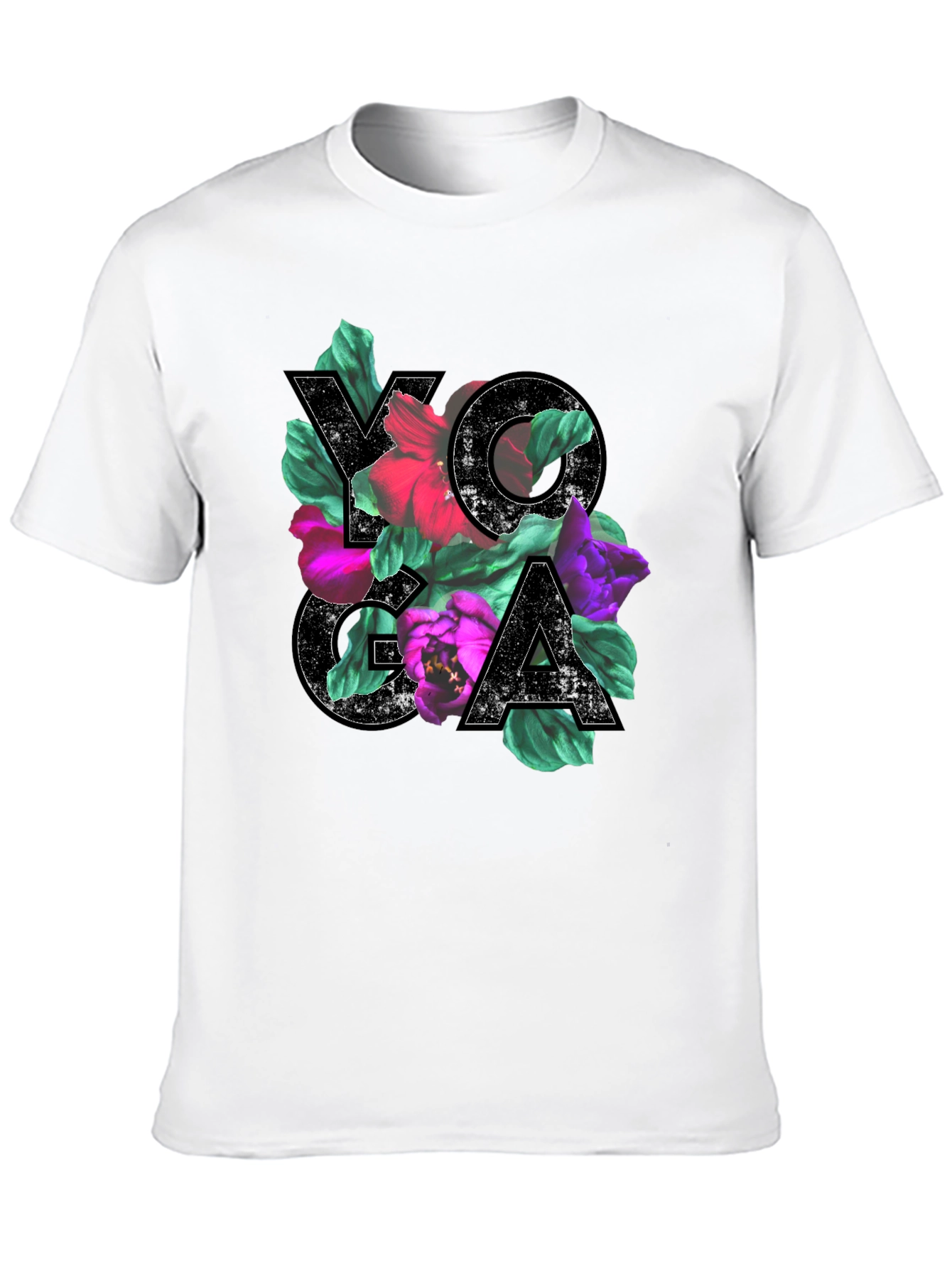 Floral Yoga Tee - Black Cotton Blend