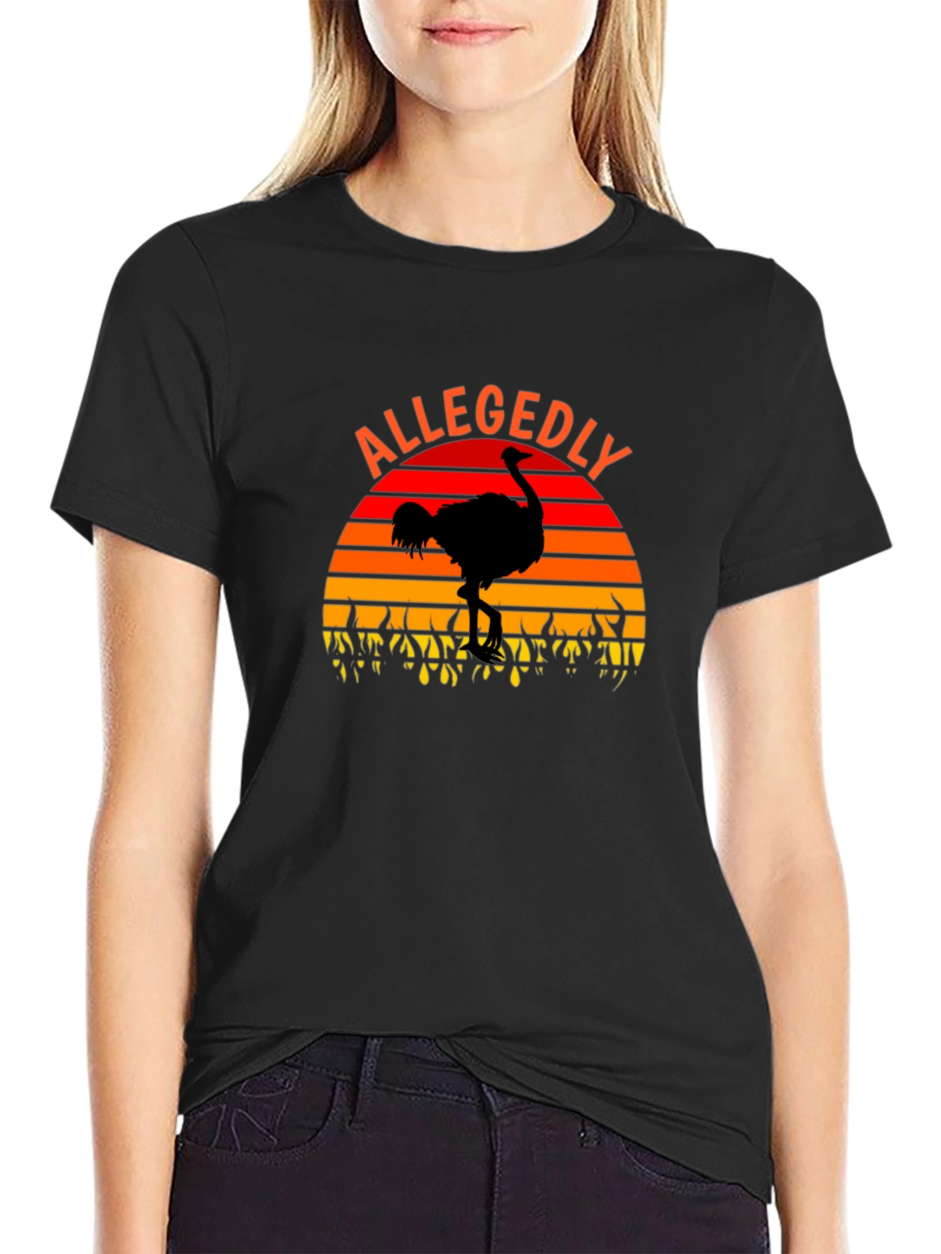 Allegedly Ostrich Sunset Graphic T-Shirt