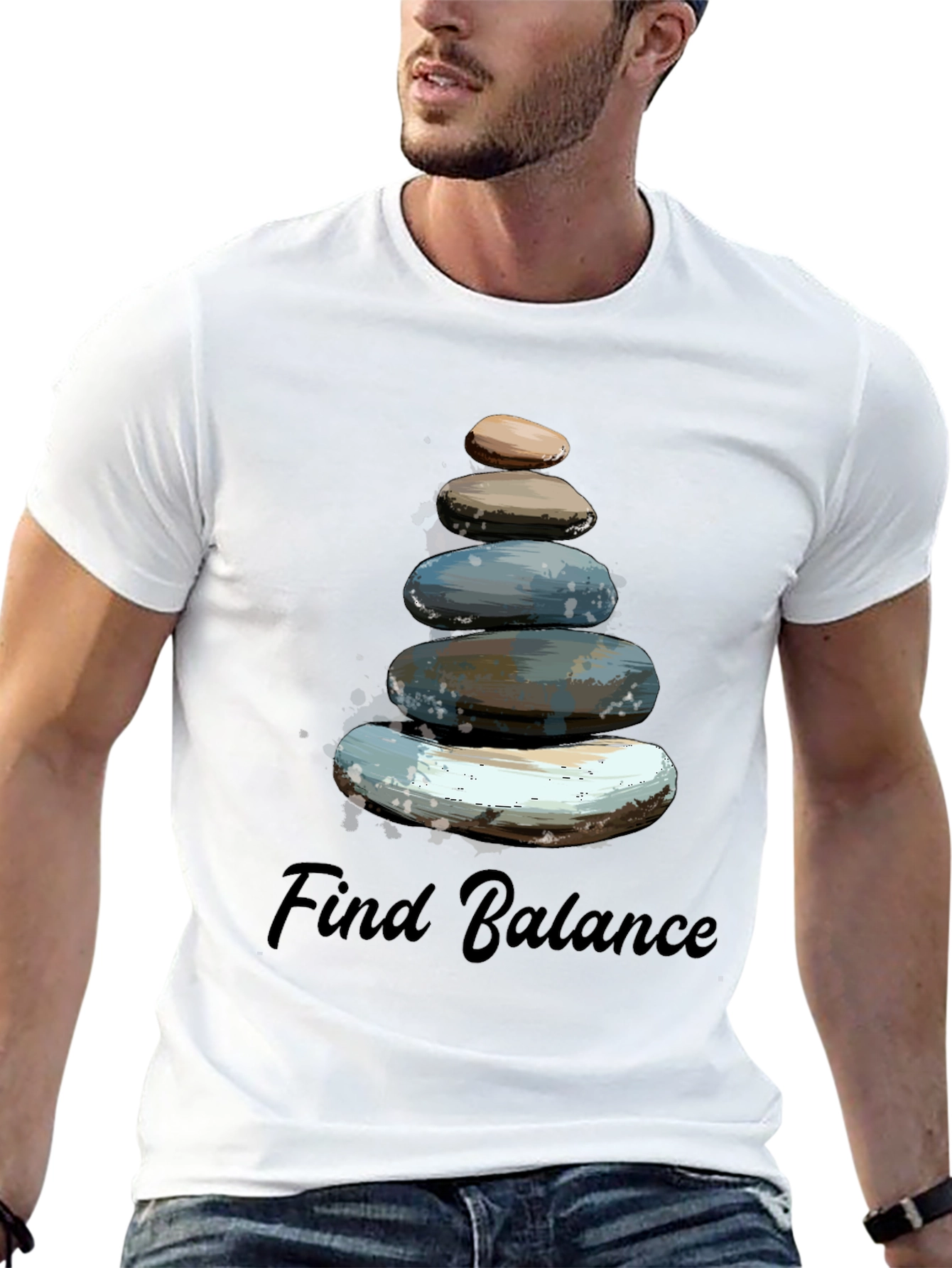 Find Balance Stone Stack Mens T-Shirt
