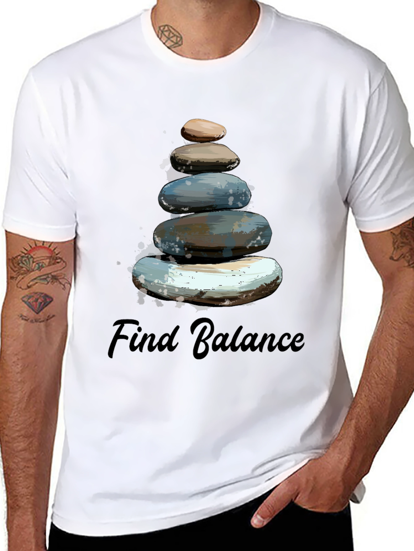 Find Balance Stone Stack Mens T-Shirt