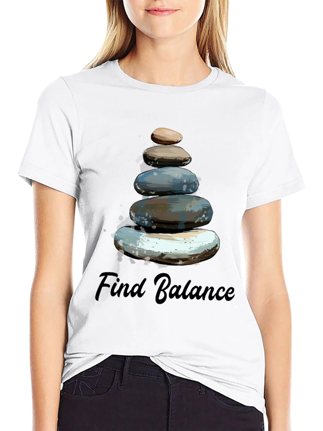 Find Balance Stone Stack Mens T-Shirt
