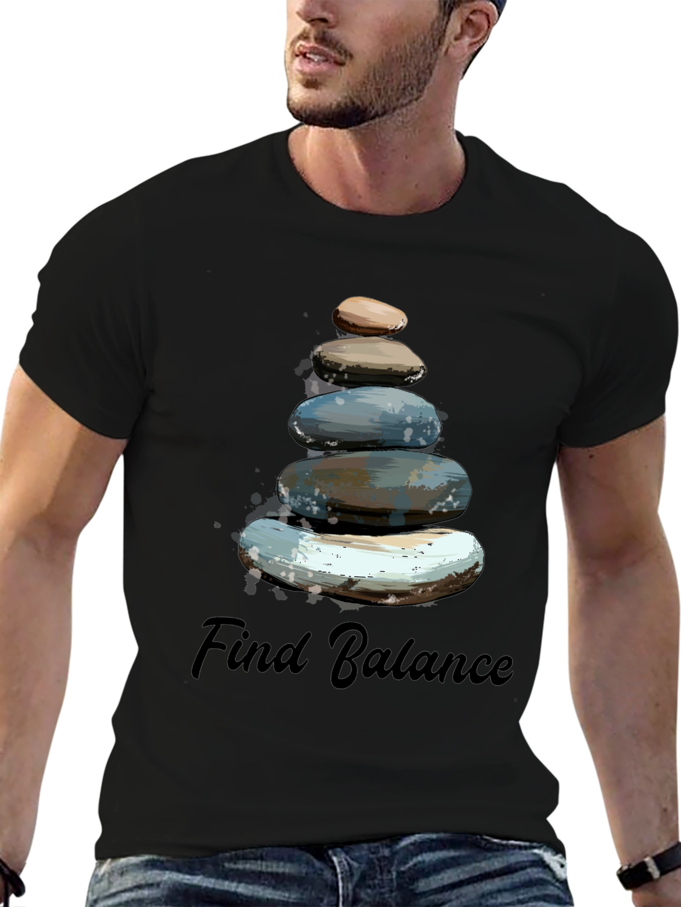 Find Balance Stone Stack Mens T-Shirt