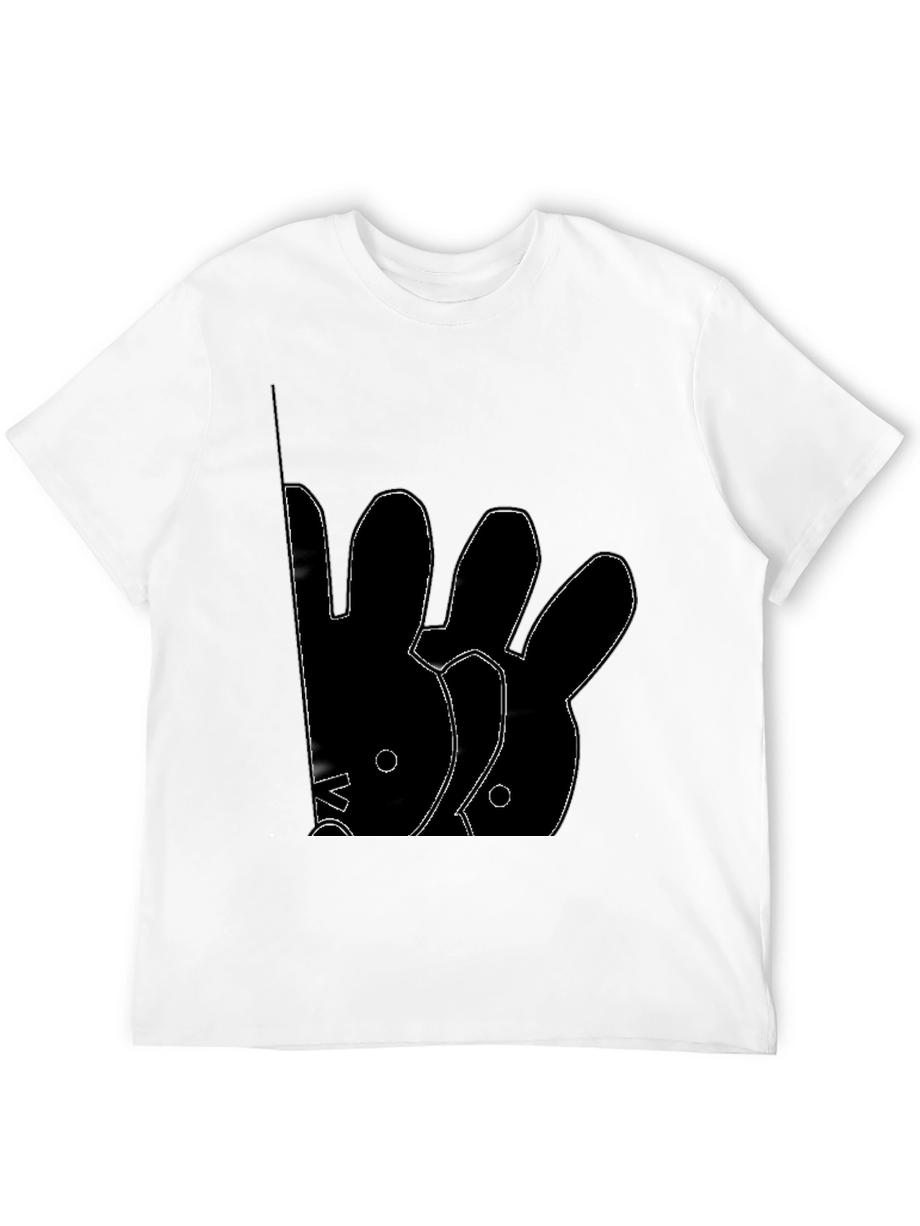 Abstract Rabbit Graphic Black T-Shirt