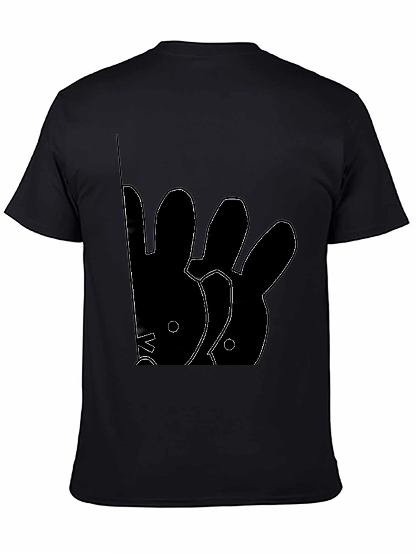 Abstract Rabbit Graphic Black T-Shirt