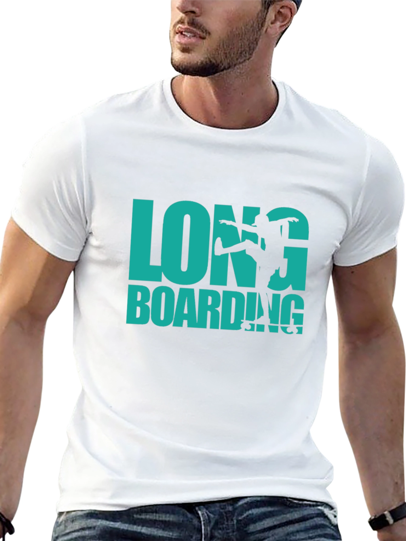 Longboarding Graphic Print Black T-Shirt