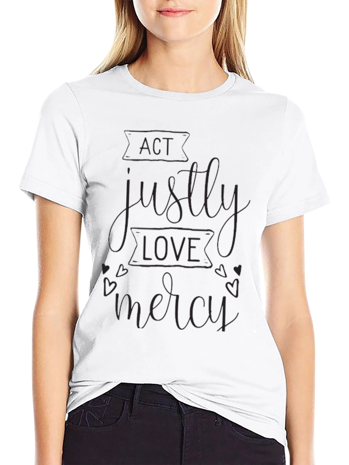 Act Justly Graphic Print Black T-Shirt