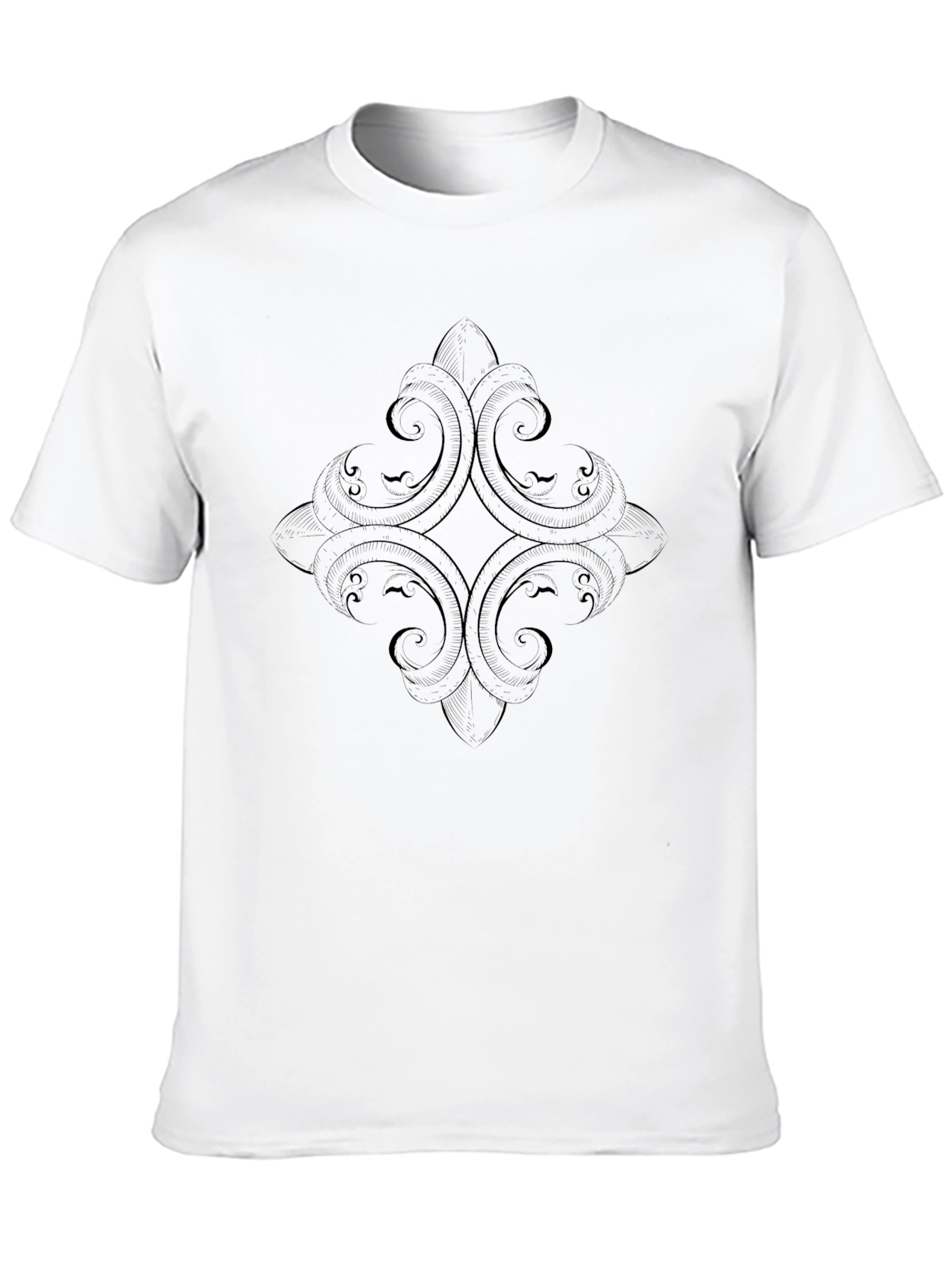 Stylish Black Tee with Subtle Ornamental Design