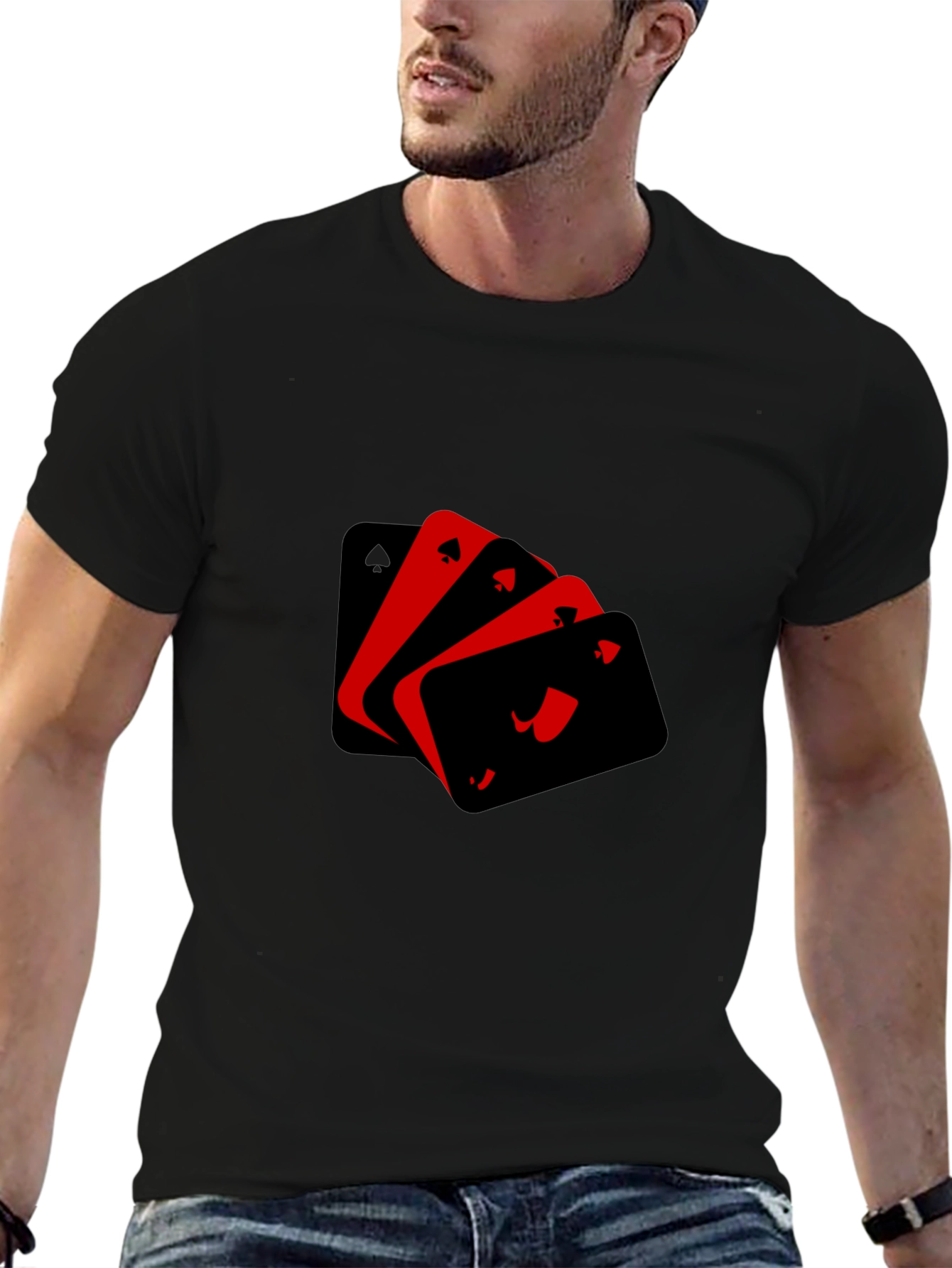 Ace Playing Cards Graphic Black T-Shirt