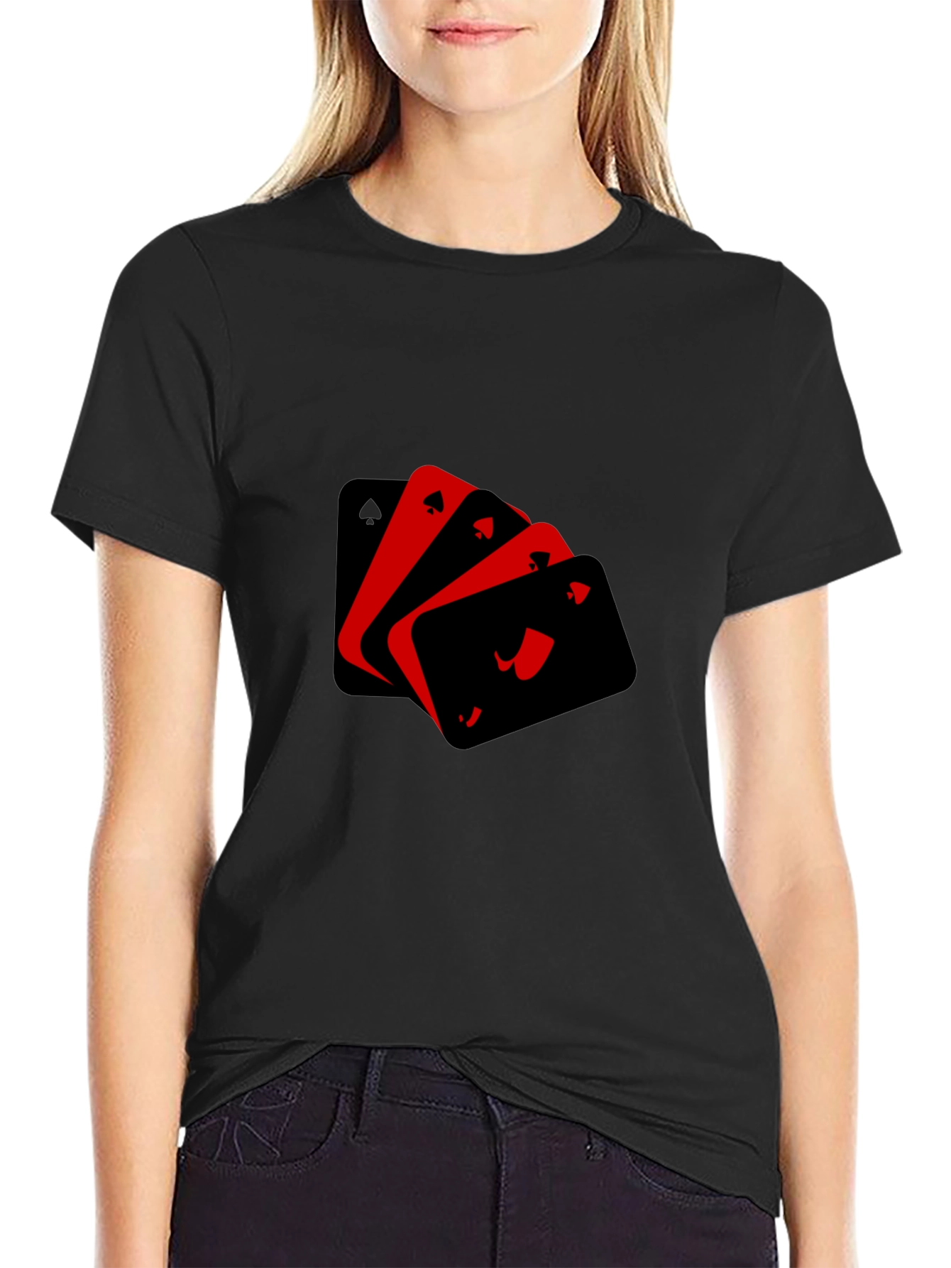Ace Playing Cards Graphic Black T-Shirt